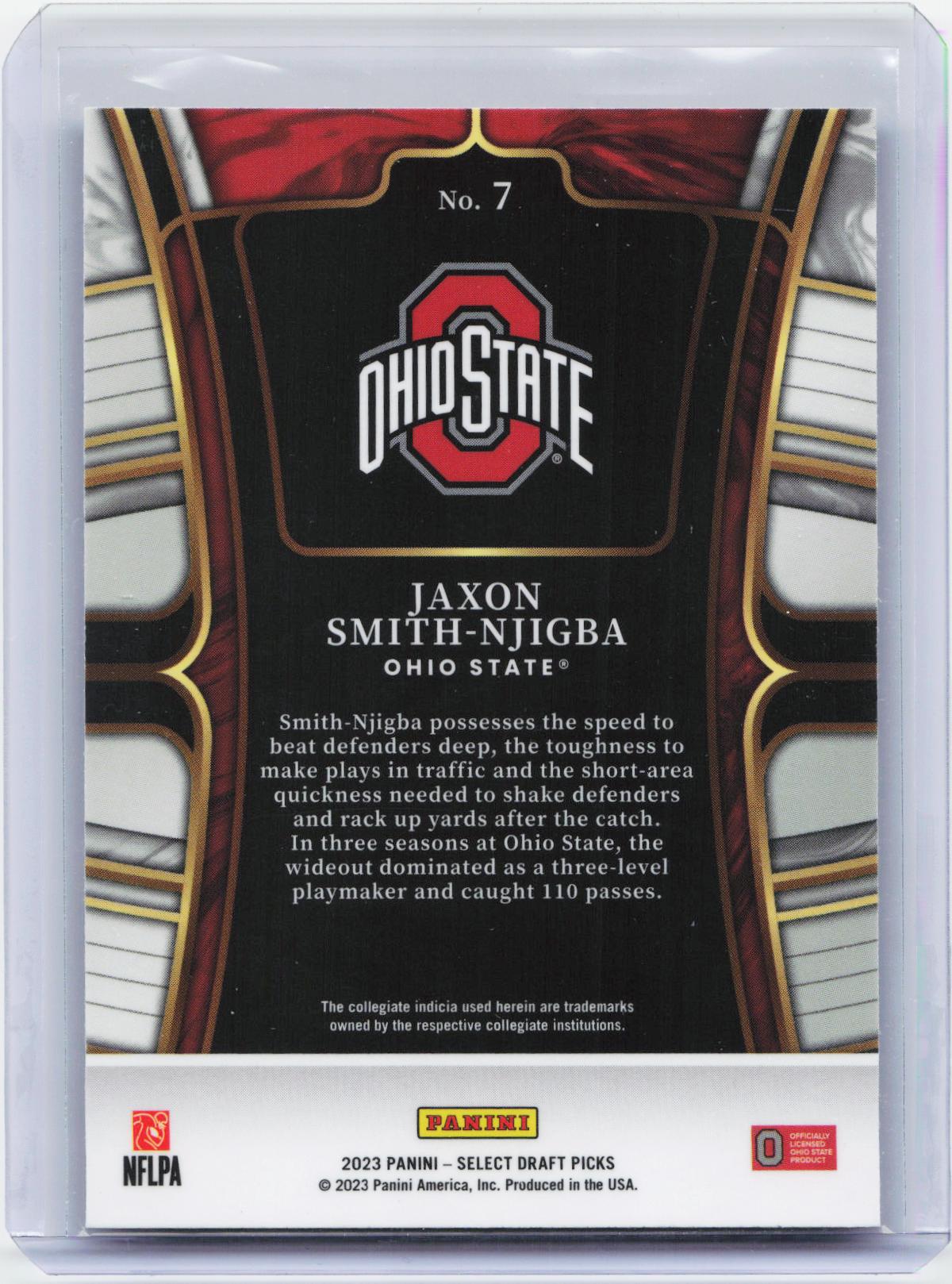 2023 Panini Select Draft Picks #7 Jaxon Smith-Njigba Blue Retail