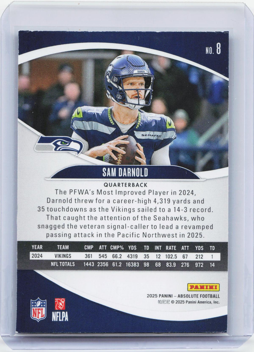2025 Panini Absolute #8 Sam Darnold Green