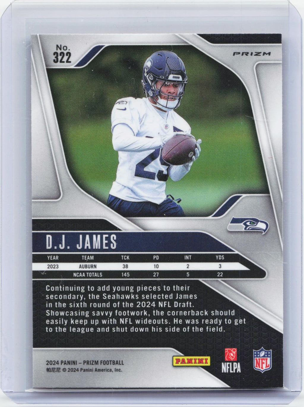 2024 Panini Prizm #322 D.J. James Orange Disco Prizm