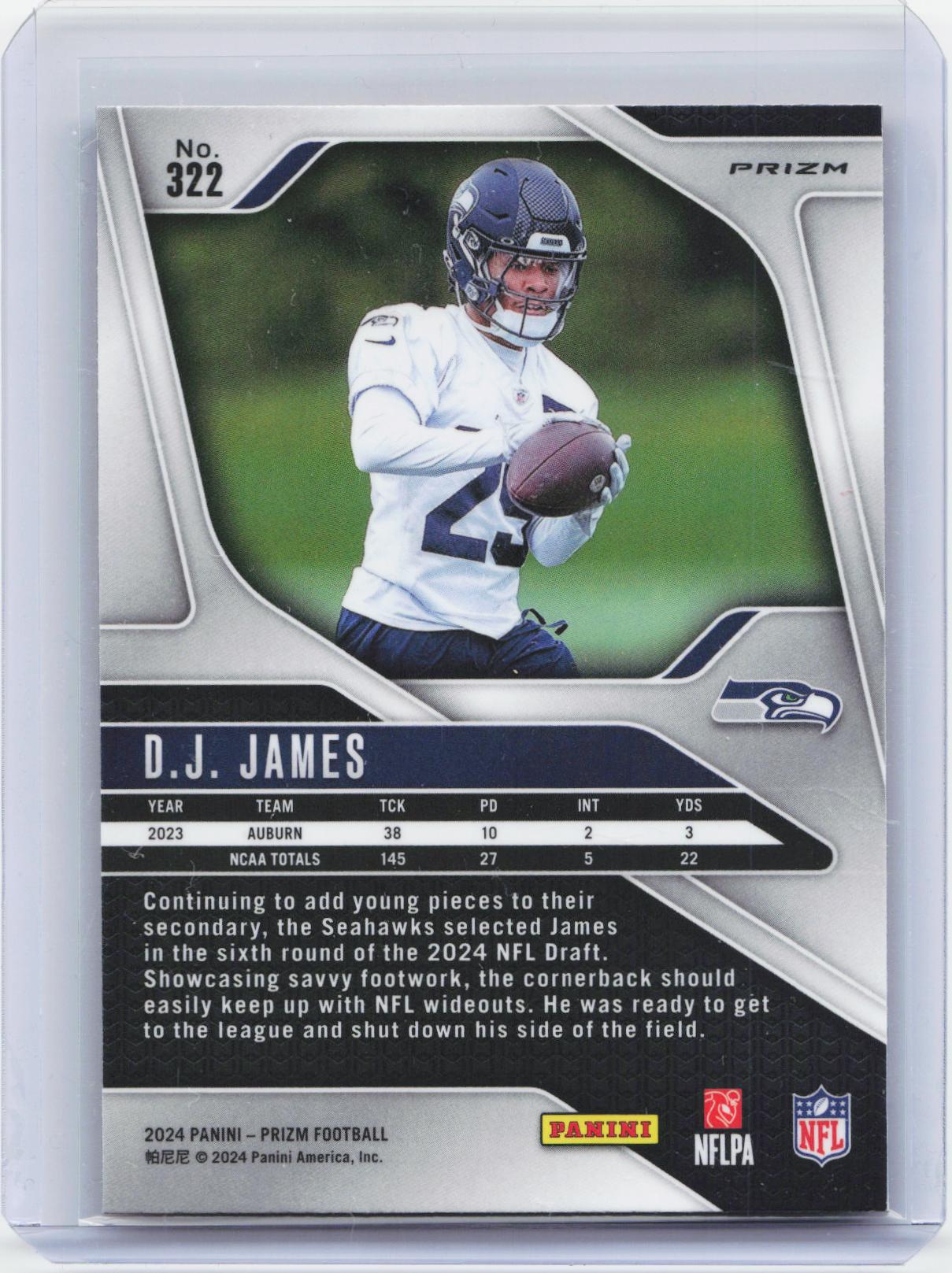 2024 Panini Prizm #322 D.J. James Orange Disco Prizm