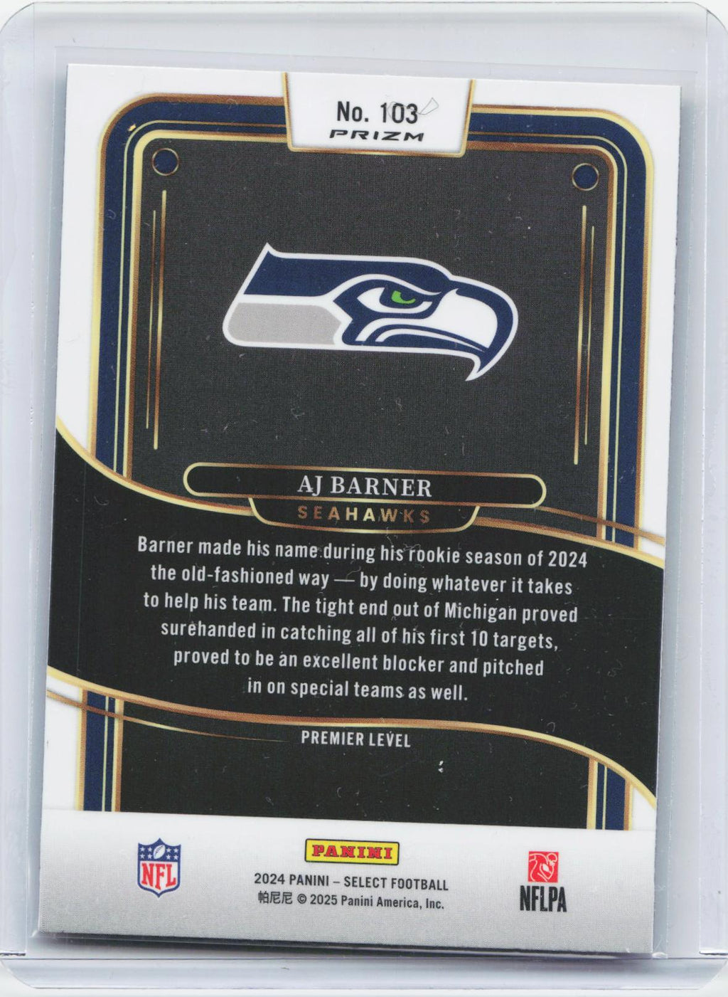 2024 Panini Select #103 AJ Barner Red & Yellow Prizm Shock