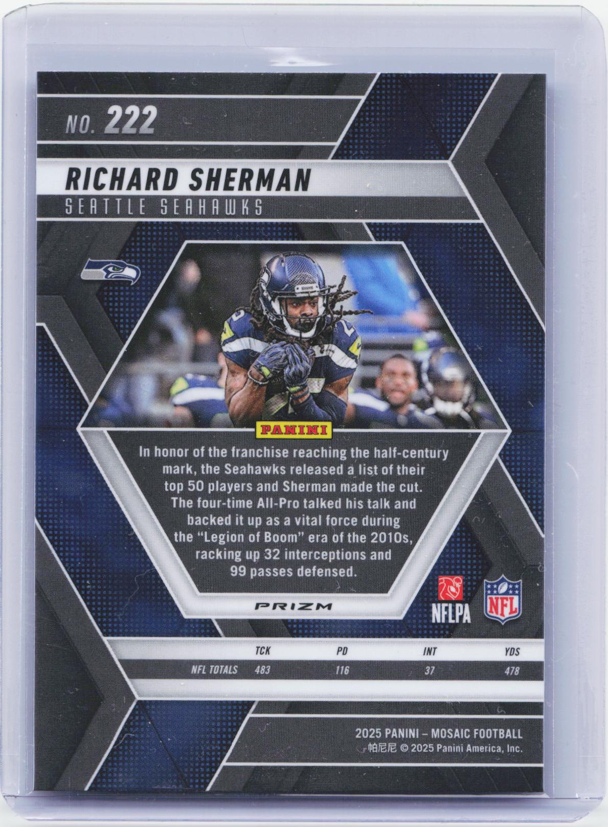 2025 Panini Mosaic #222 Richard Sherman Silver