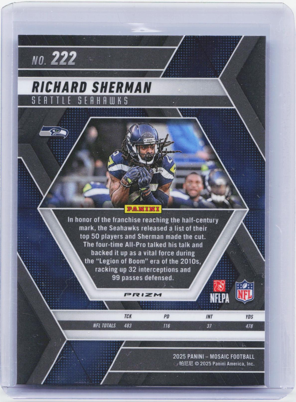 2025 Panini Mosaic #222 Richard Sherman Silver