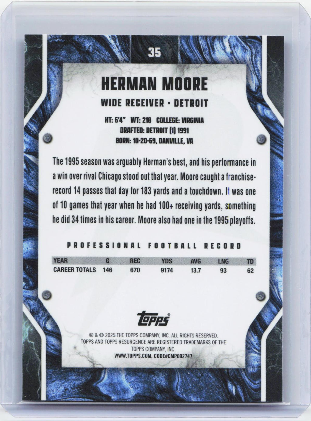 2024 Topps Resurgence - Blue & Orange Spark #35 Herman Moore