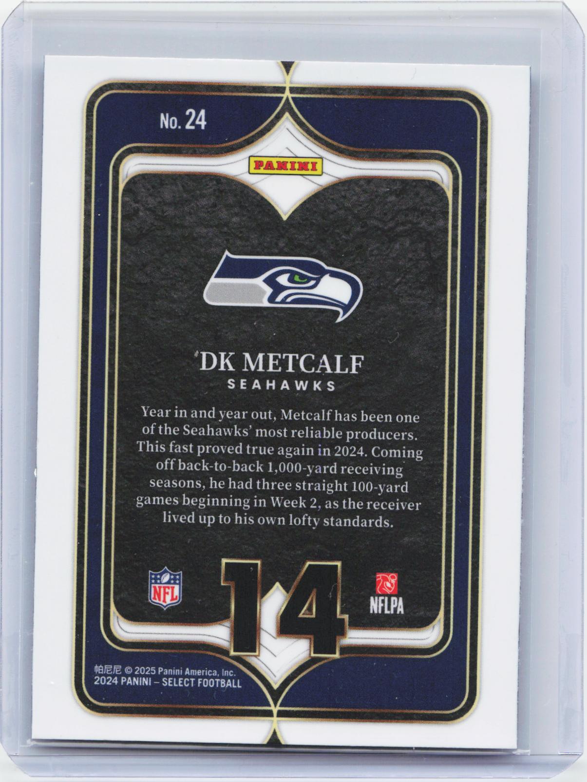 2024 Panini Select #24 DK Metcalf Select Numbers