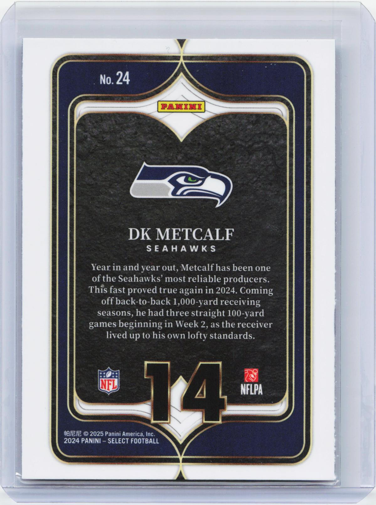 2024 Panini Select #24 DK Metcalf Select Numbers