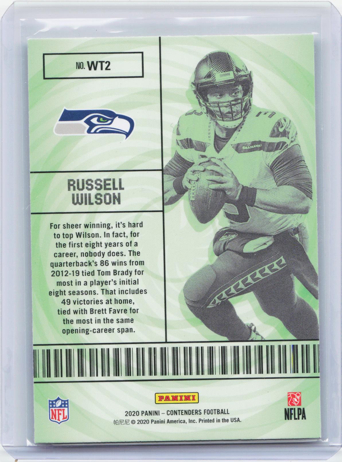 2020 Panini Contenders #WT2 Russell Wilson Winning Ticket