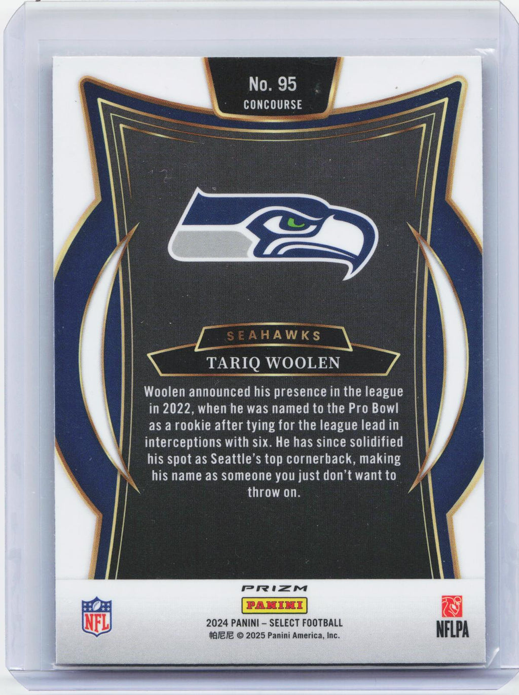 2024 Panini Select #95 Tariq Woolen Red & Blue Prizm Shock