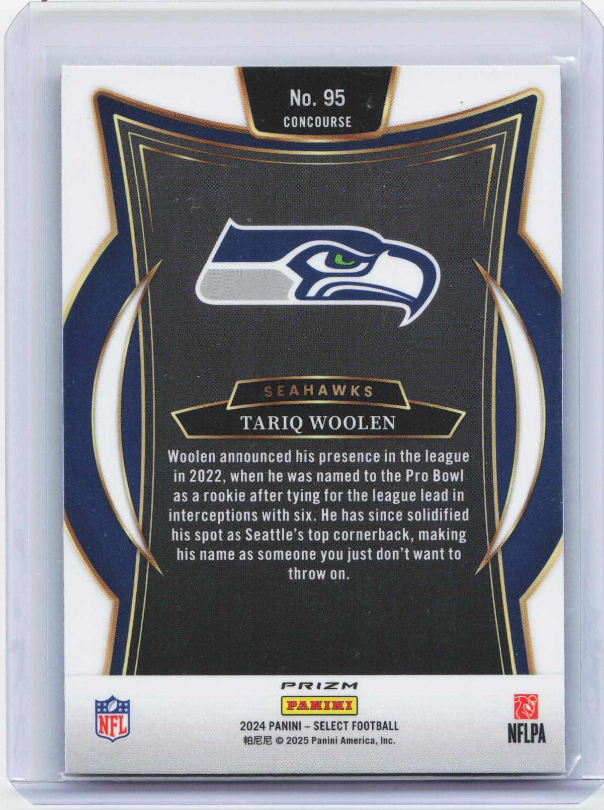 2024 Panini Select #95 Tariq Woolen Red & Blue Prizm Shock