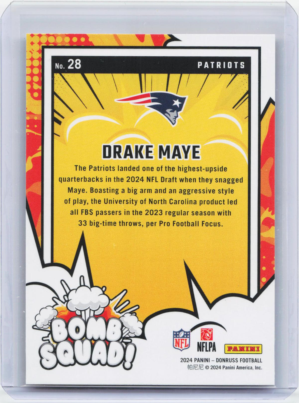 2024 Donruss #28 Drake Maye Bomb Squad