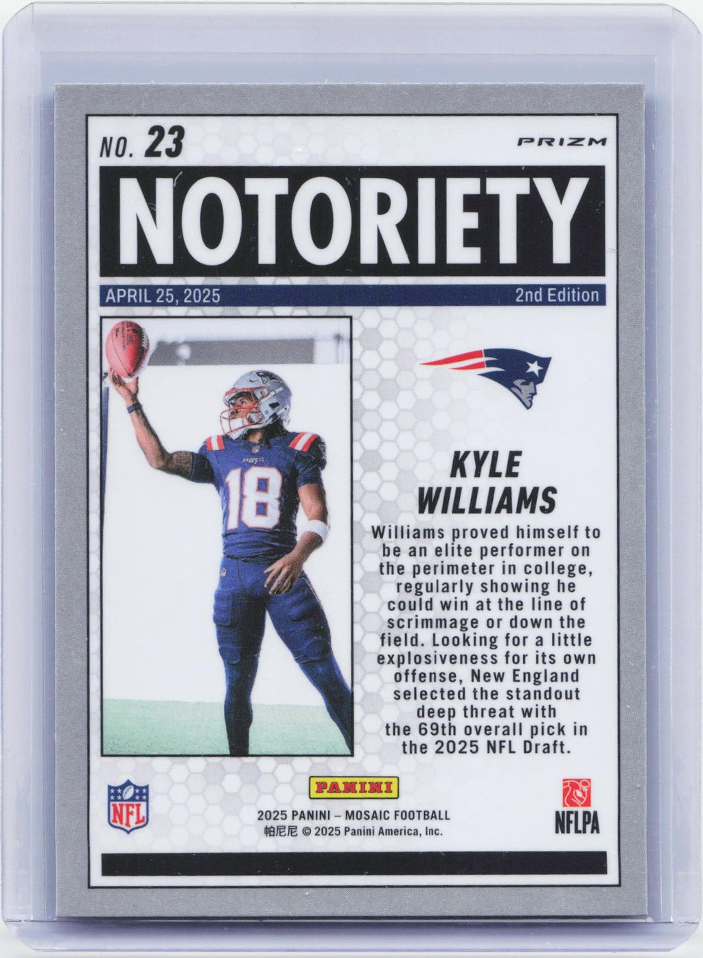 2025 Panini Mosaic #23 Kyle Williams Notoriety Mosaic Green