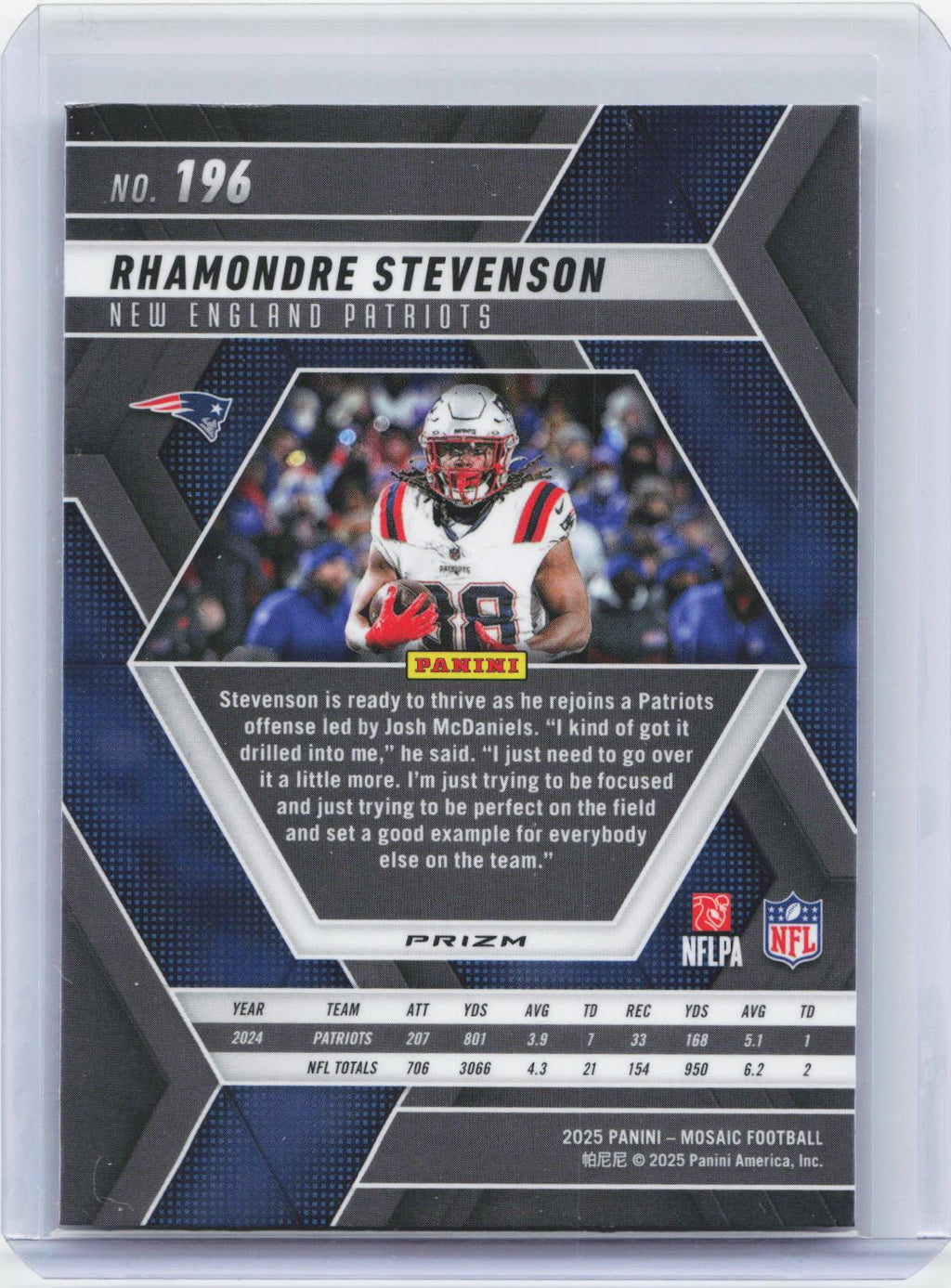 2025 Panini Mosaic #196 Rhamondre Stevenson Silver