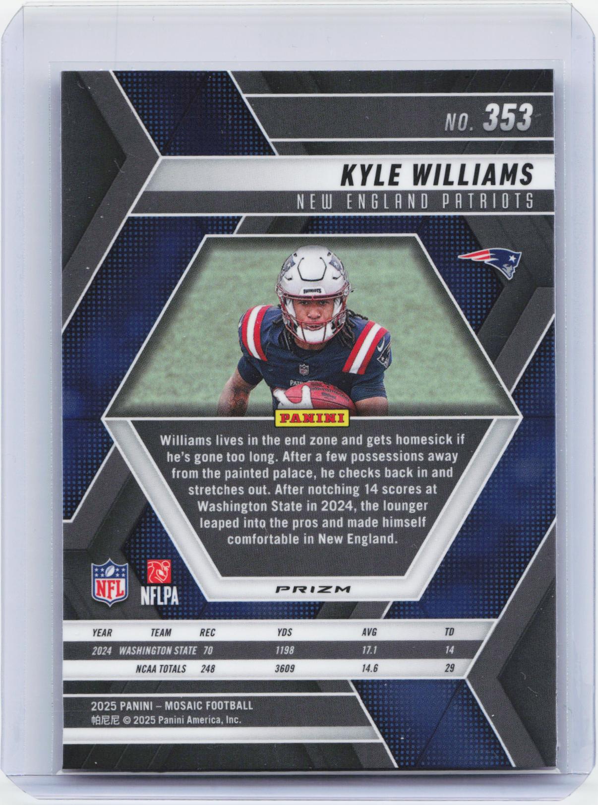 2025 Panini Mosaic #353 Kyle Williams Mosaic Camo Pink
