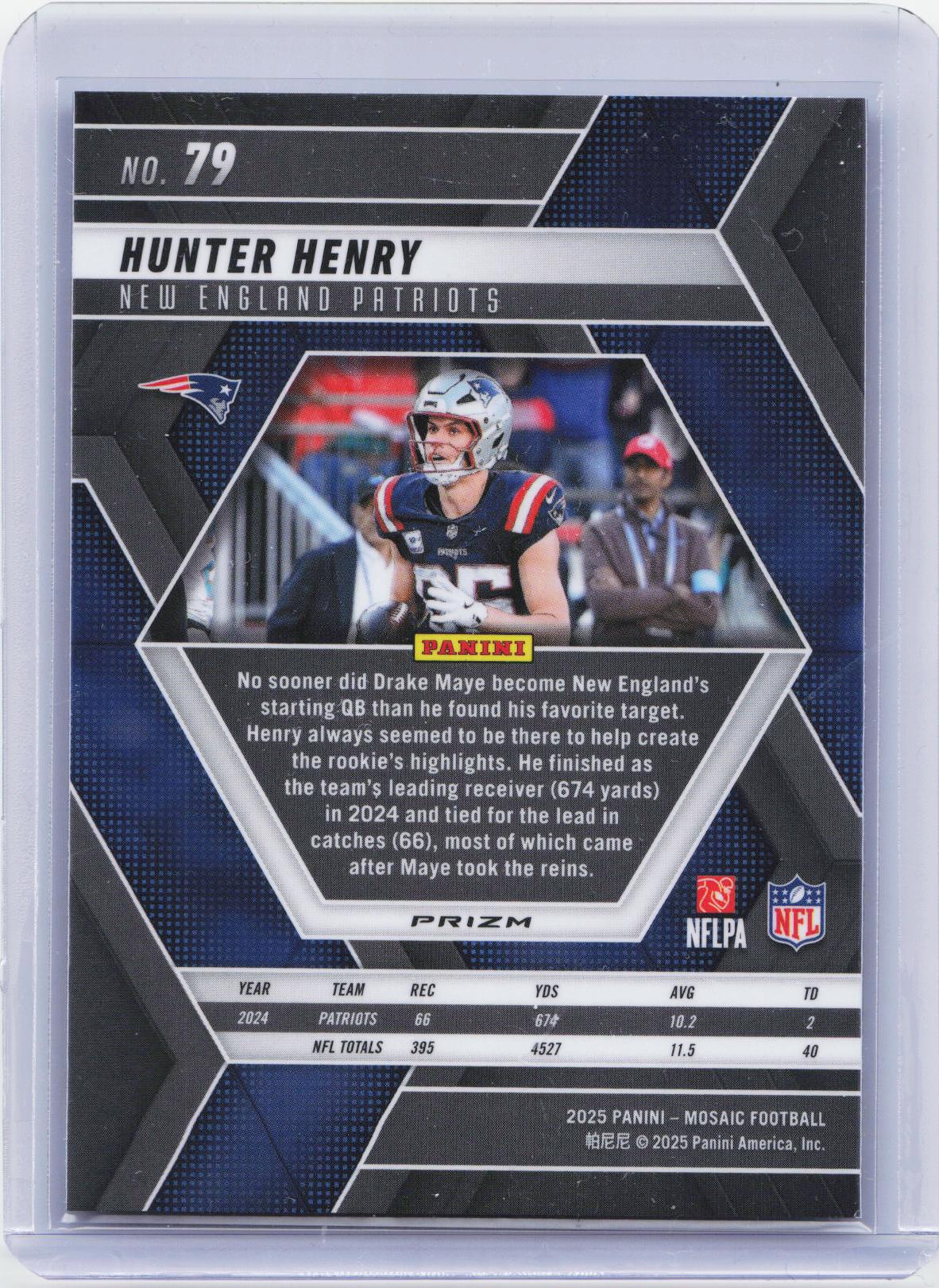 2025 Panini Mosaic #79 Hunter Henry Mosaic Green