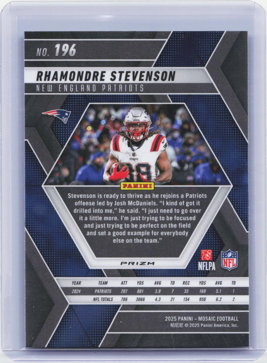 2025 Panini Mosaic #196 Rhamondre Stevenson Mosaic Green