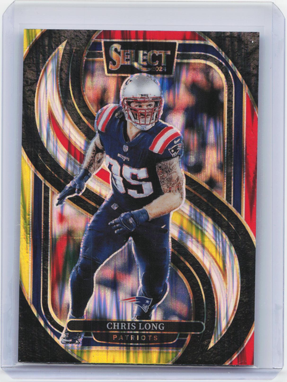 2024 Panini Select #137 Chris Long Red & Yellow Prizm Shock