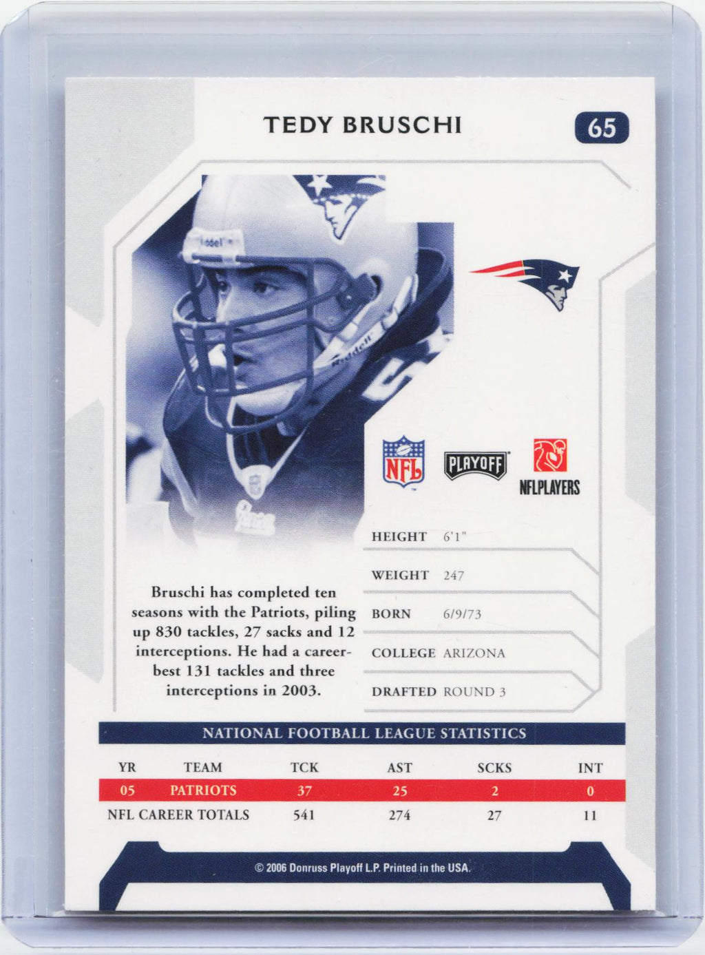 2006 Playoff NFL Playoffs #65 Tedy Bruschi