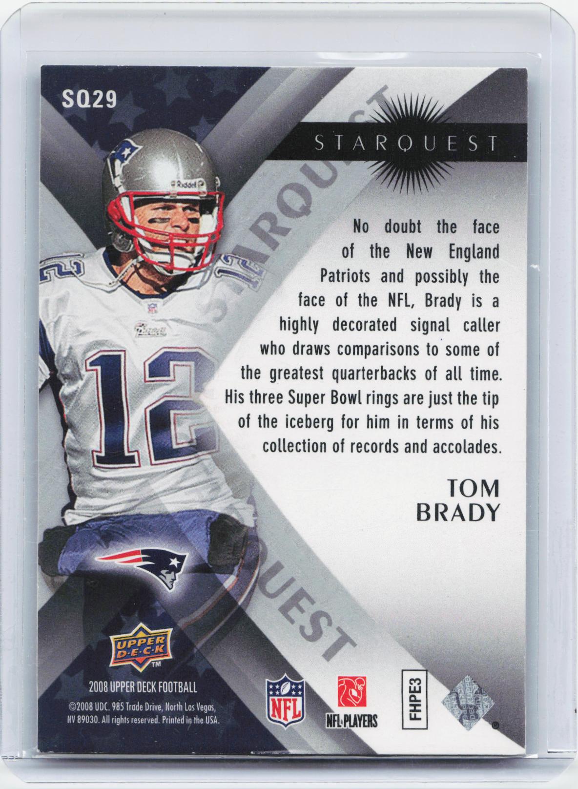 2008 Upper Deck #SQ29 Tom Brady StarQuest Silver Board