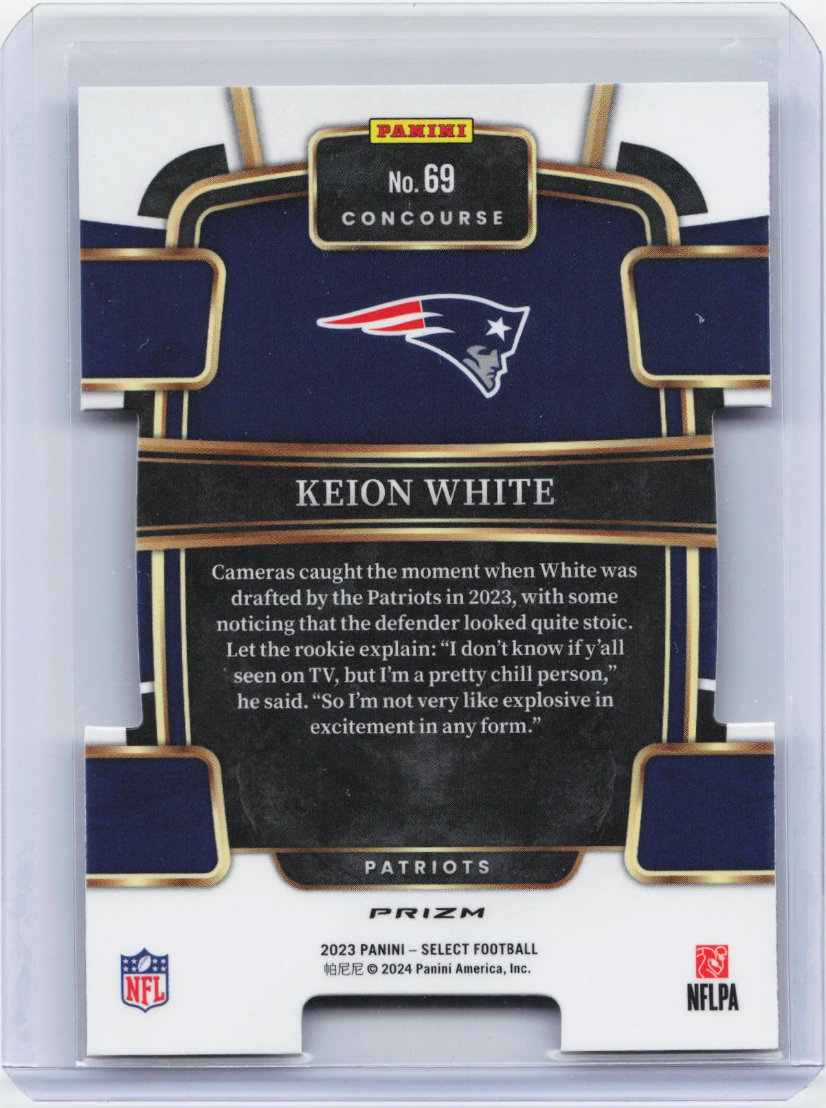 2023 Panini Select #69 Keion White Black and Red Prizms Die Cuts