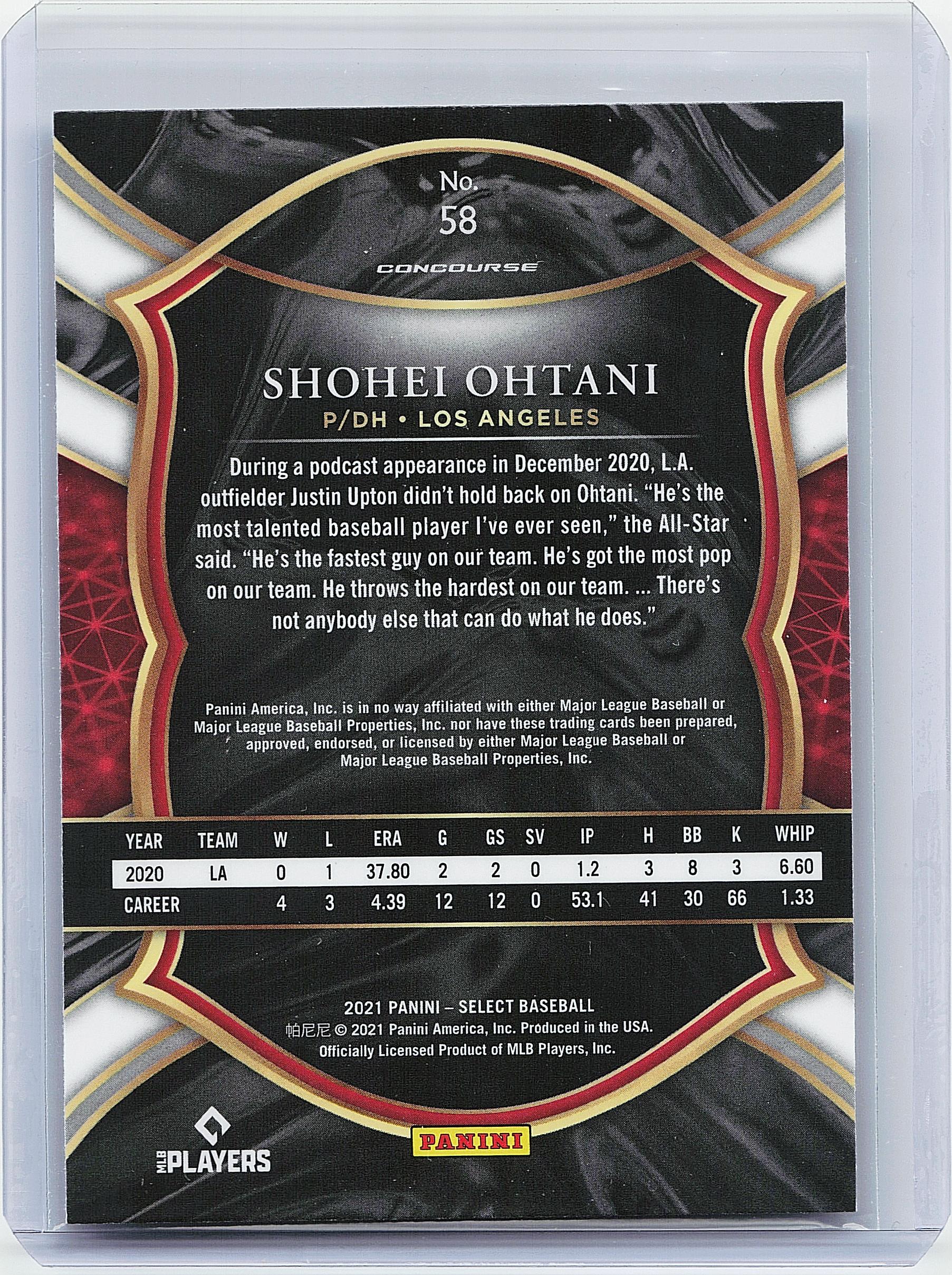 2021 Panini Select #58 Shohei Ohtani