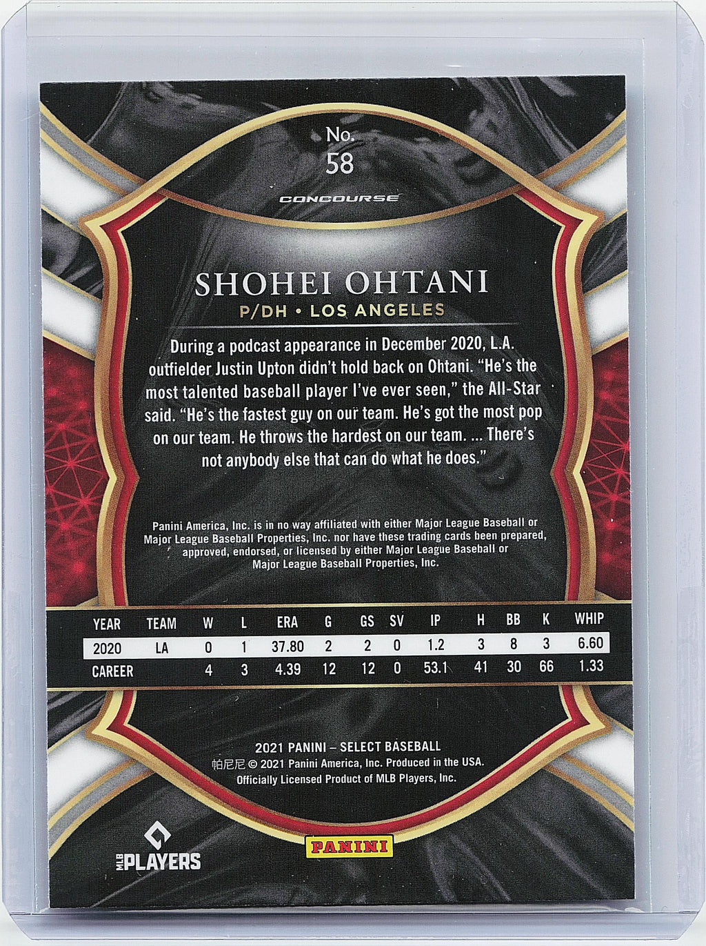 2021 Panini Select #58 Shohei Ohtani