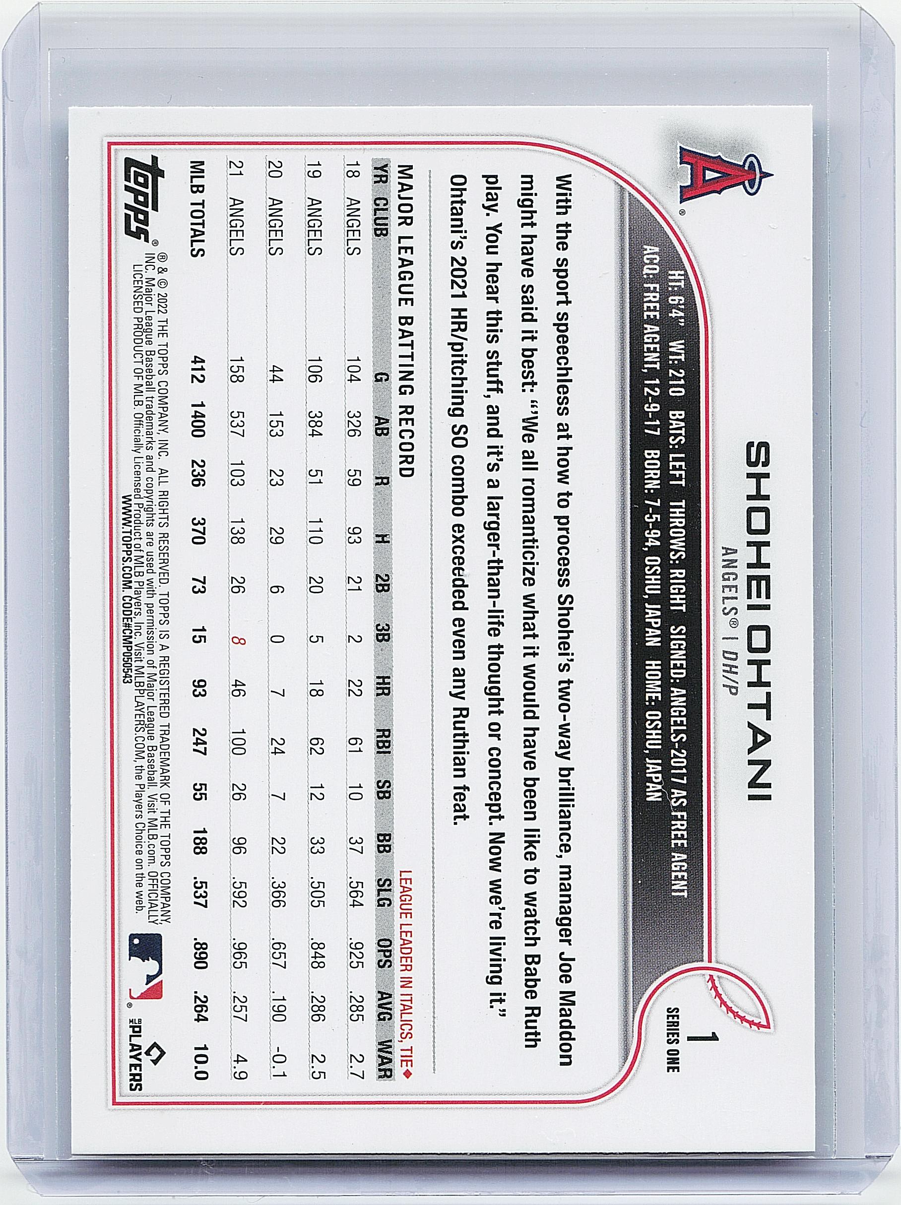 2022 Topps #1 Shohei Ohtani