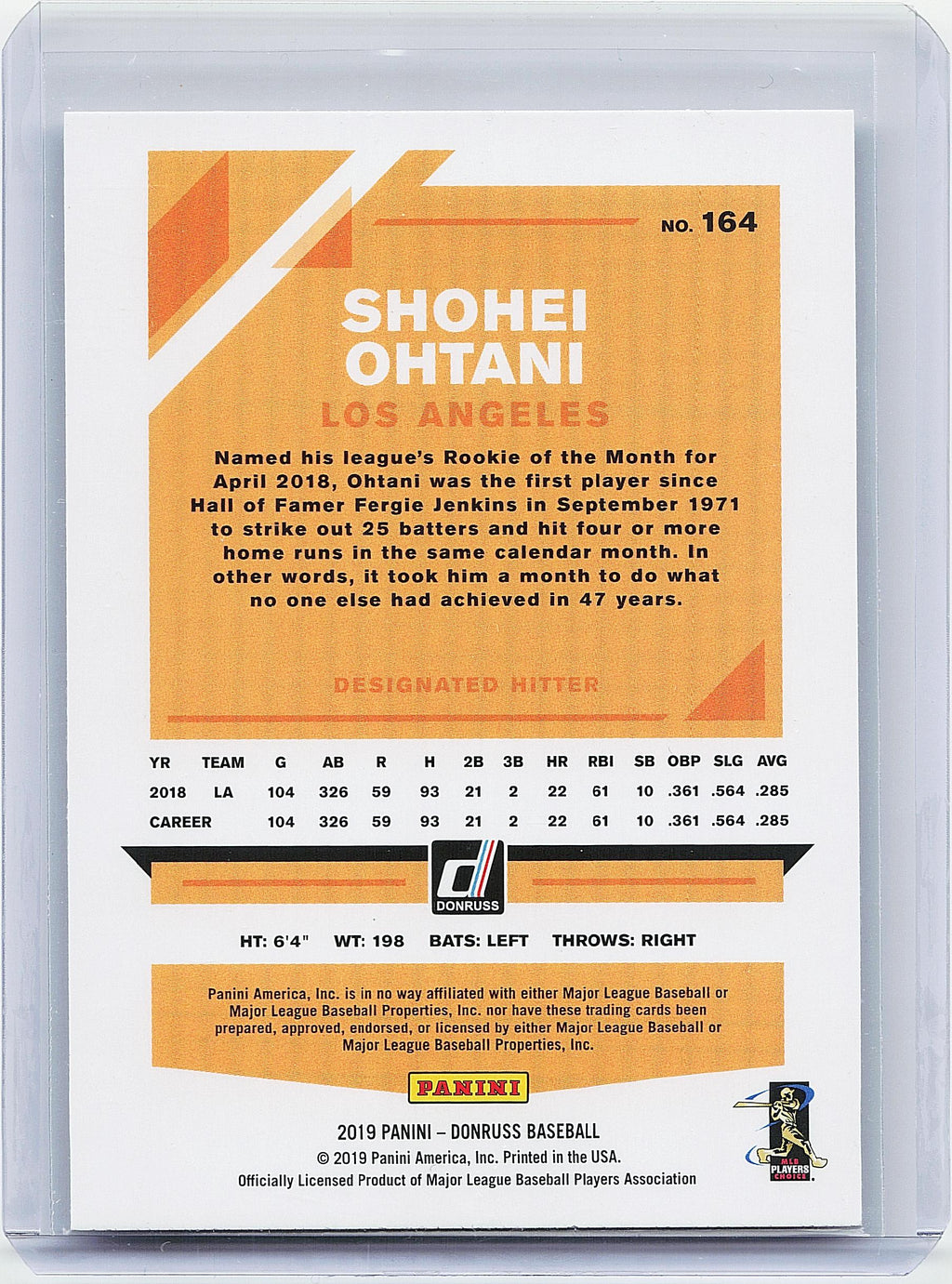 2019 Donruss #164b Shohei Ohtani : "Showtime"