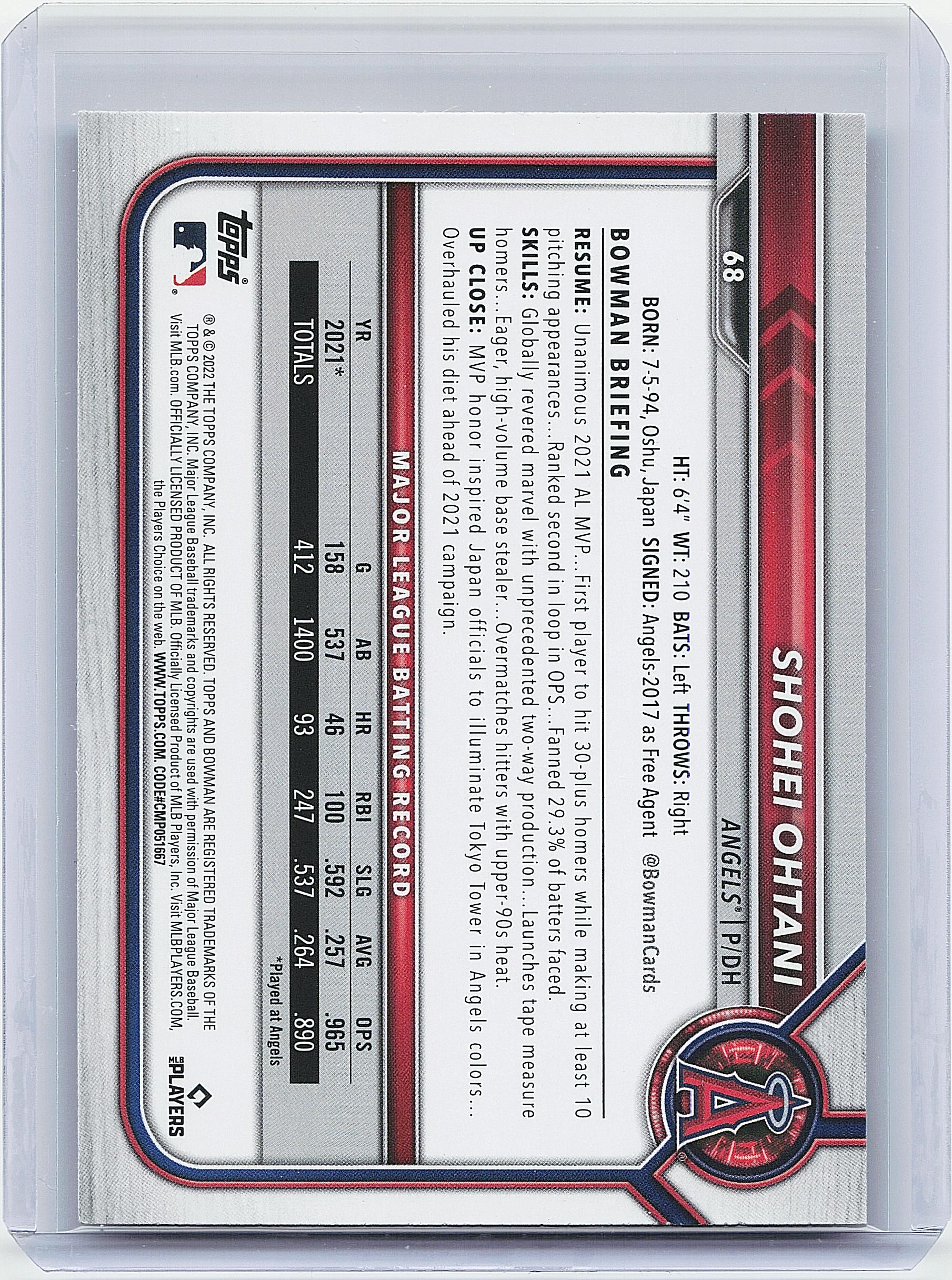 2022 Bowman #68 Shohei Ohtani