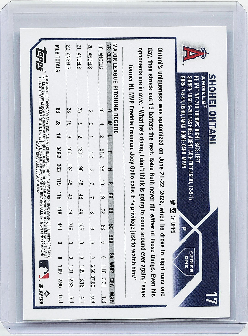 2023 Topps #17 Shohei Ohtani