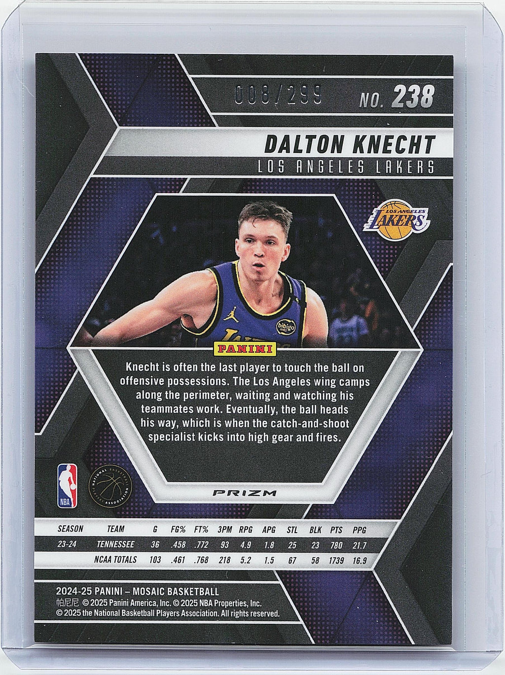 2024-25 Panini Mosaic #238 Dalton Knecht Red Seismic Mosaic #/299