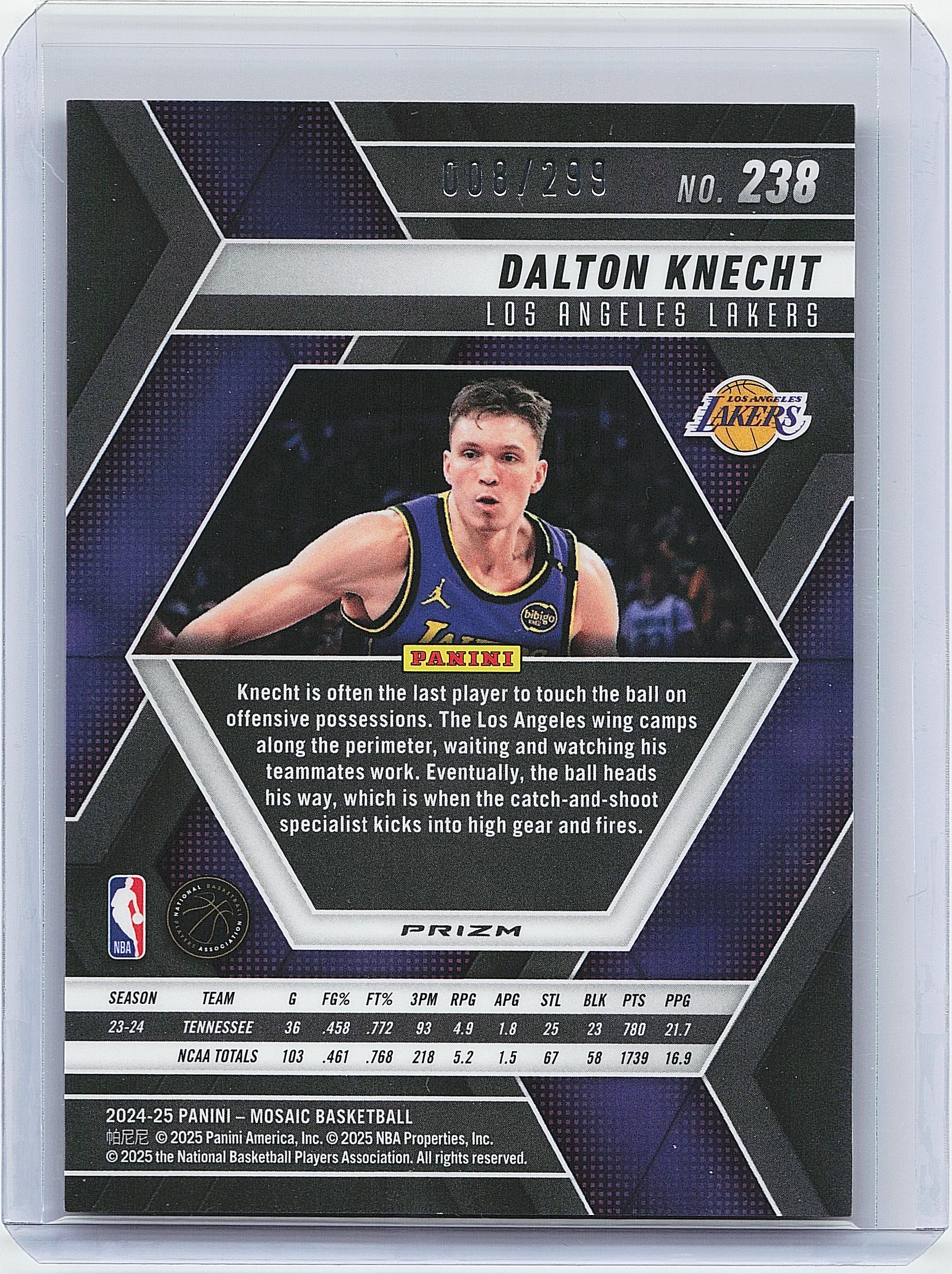 2024-25 Panini Mosaic #238 Dalton Knecht Red Seismic Mosaic #/299