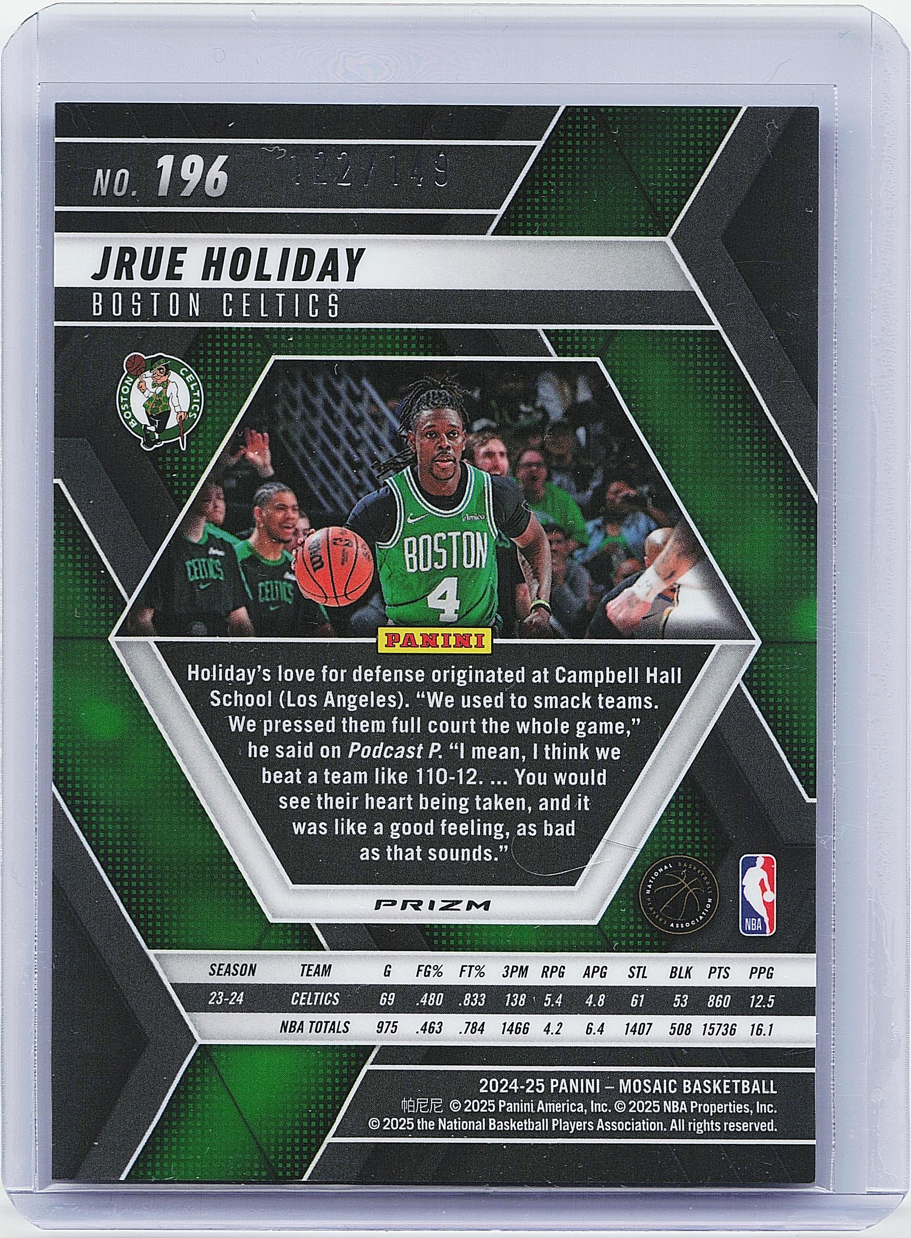 2024-25 Panini Mosaic #196 Jrue Holiday Blue Seismic Mosaic #/149