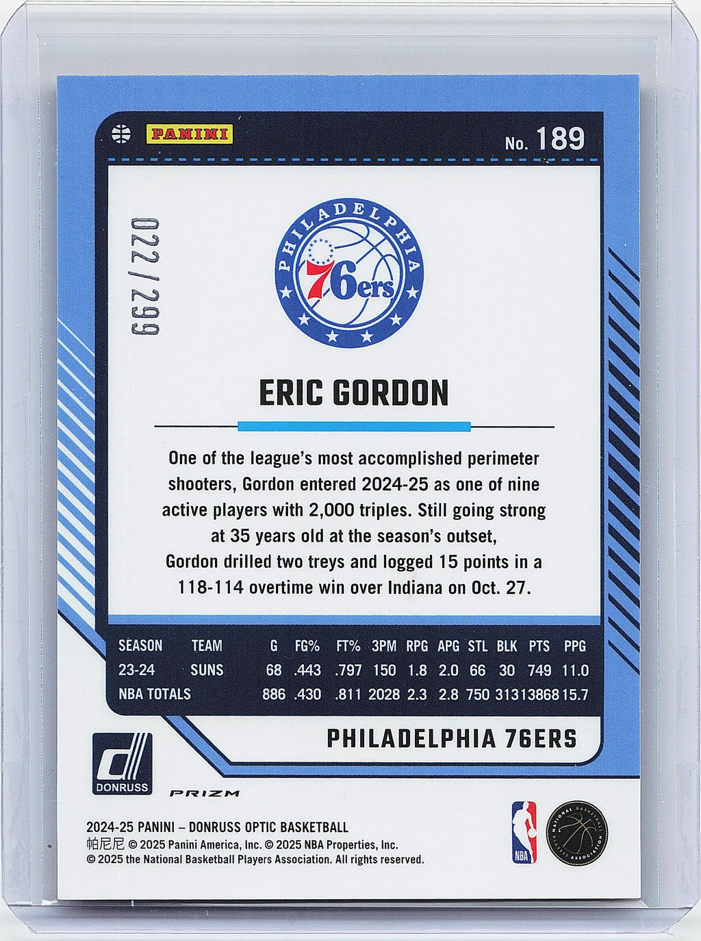 2024-25 Donruss Optic #189 Eric Gordon Hyper Orange #/299