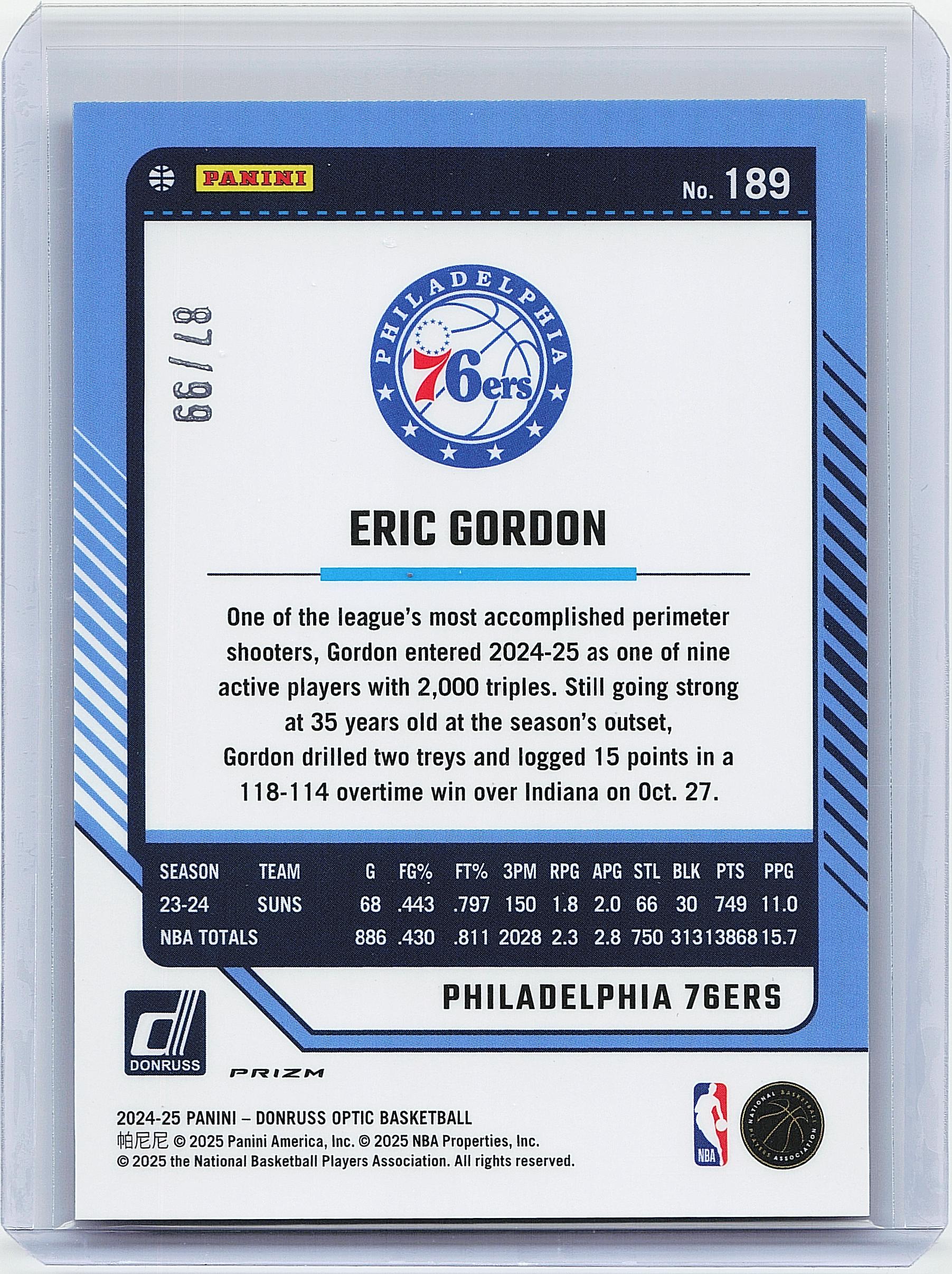 2024-25 Donruss Optic #189 Eric Gordon Copper Glitter #/99