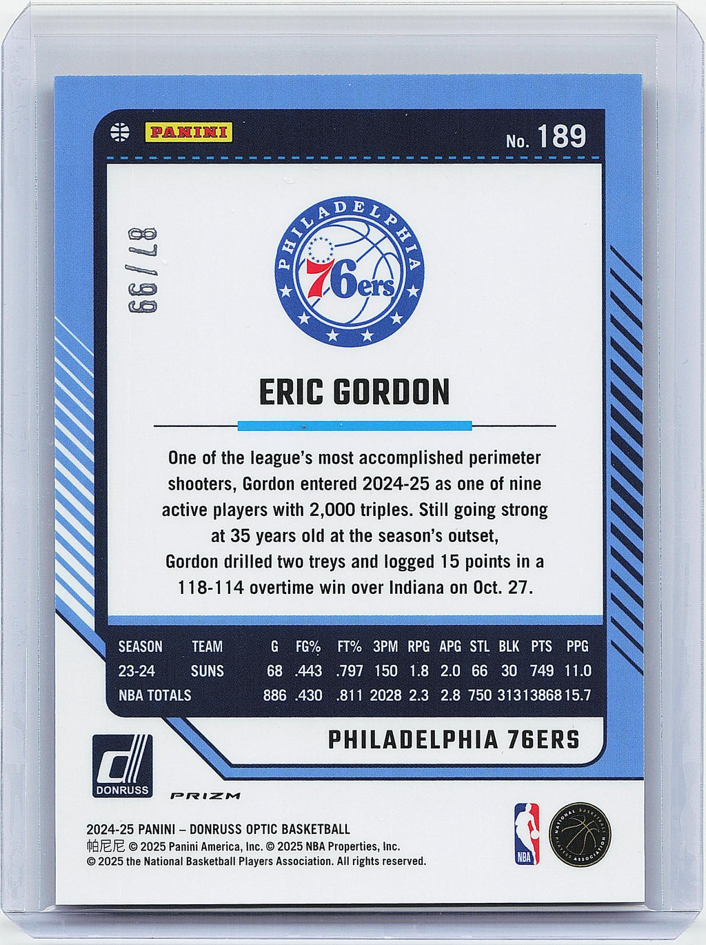 2024-25 Donruss Optic #189 Eric Gordon Copper Glitter #/99
