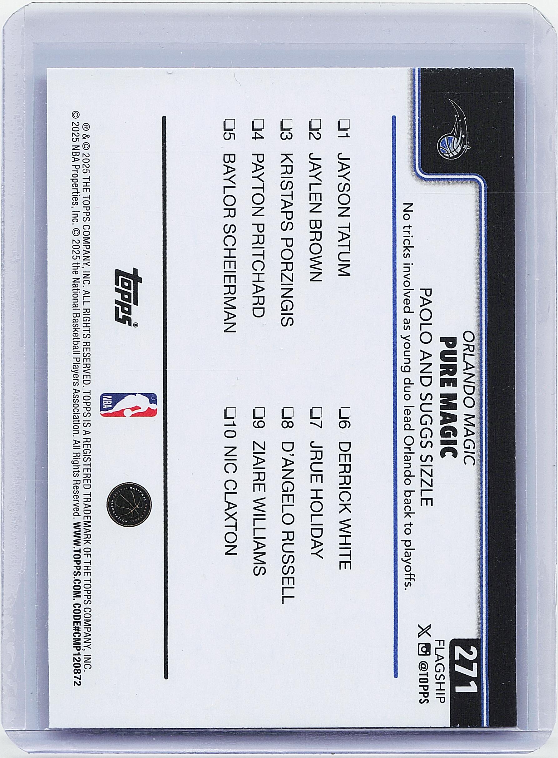 2025-26 Topps #271 Pure Magic, Paolo and Suggs Sizzle Gold #/2025
