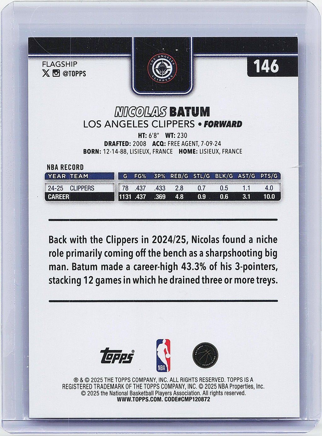 2025-26 Topps #146 Nicolas Batum Orange Rainbow #/25