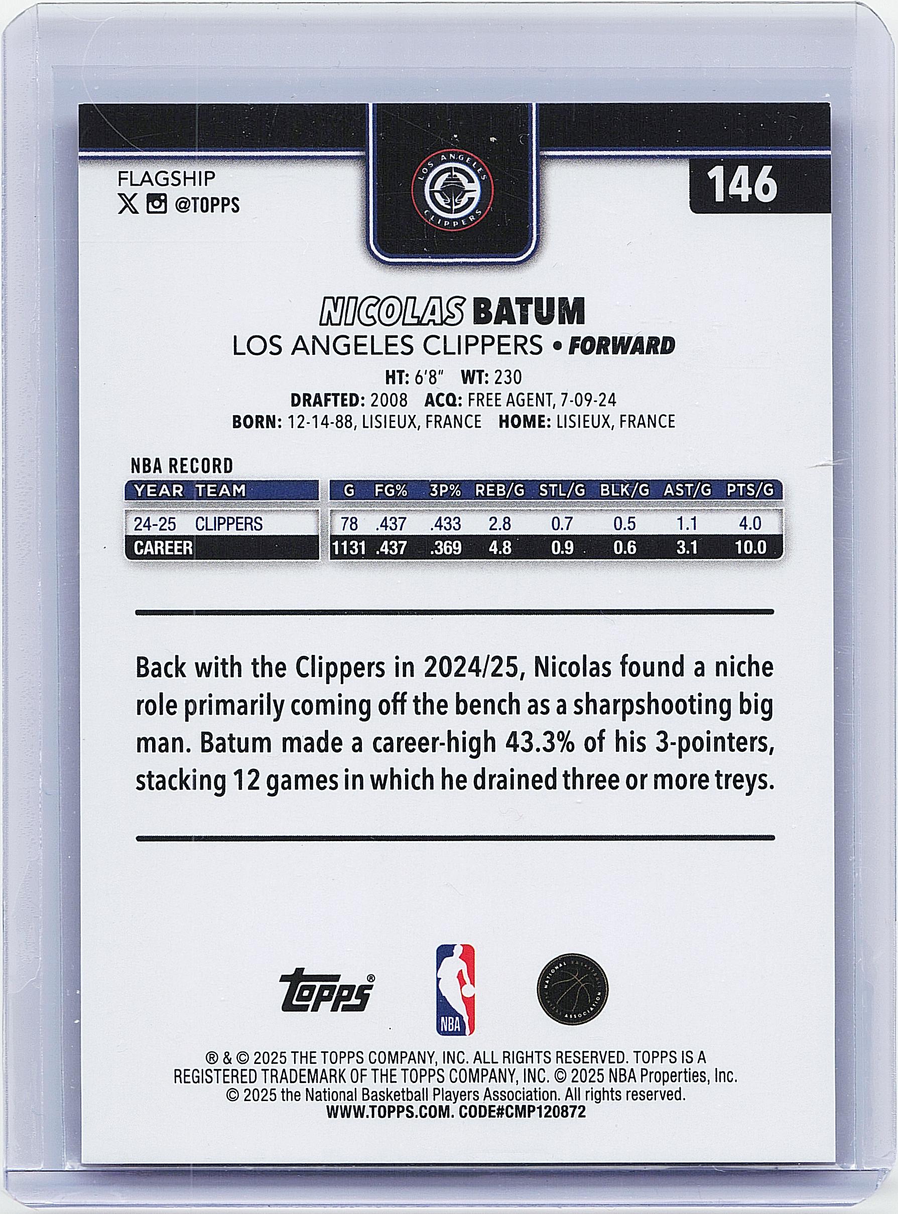 2025-26 Topps #146 Nicolas Batum Orange Rainbow #/25