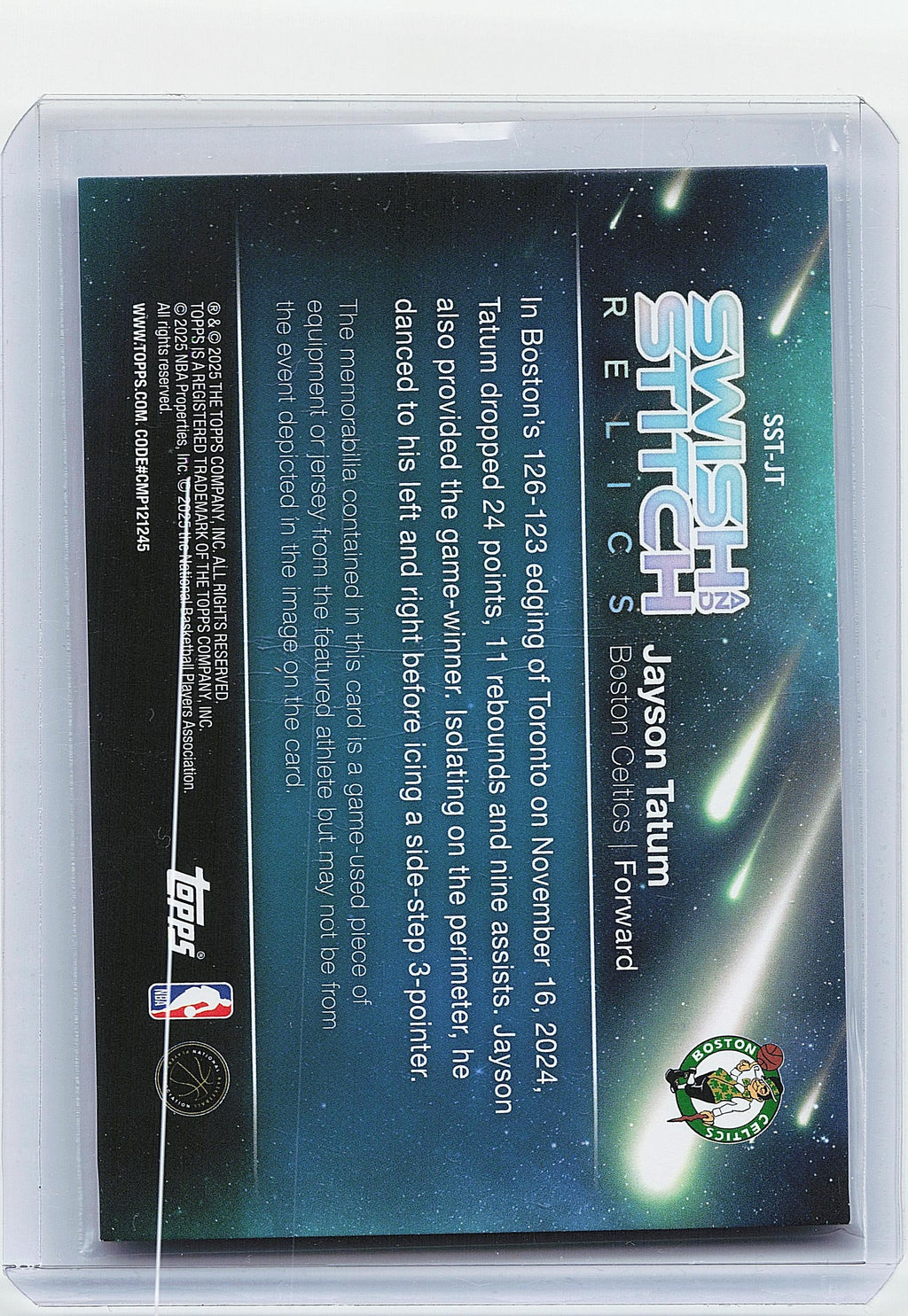 2025-26 Topps #SST-JT Jayson Tatum Swish and Stitch Relics