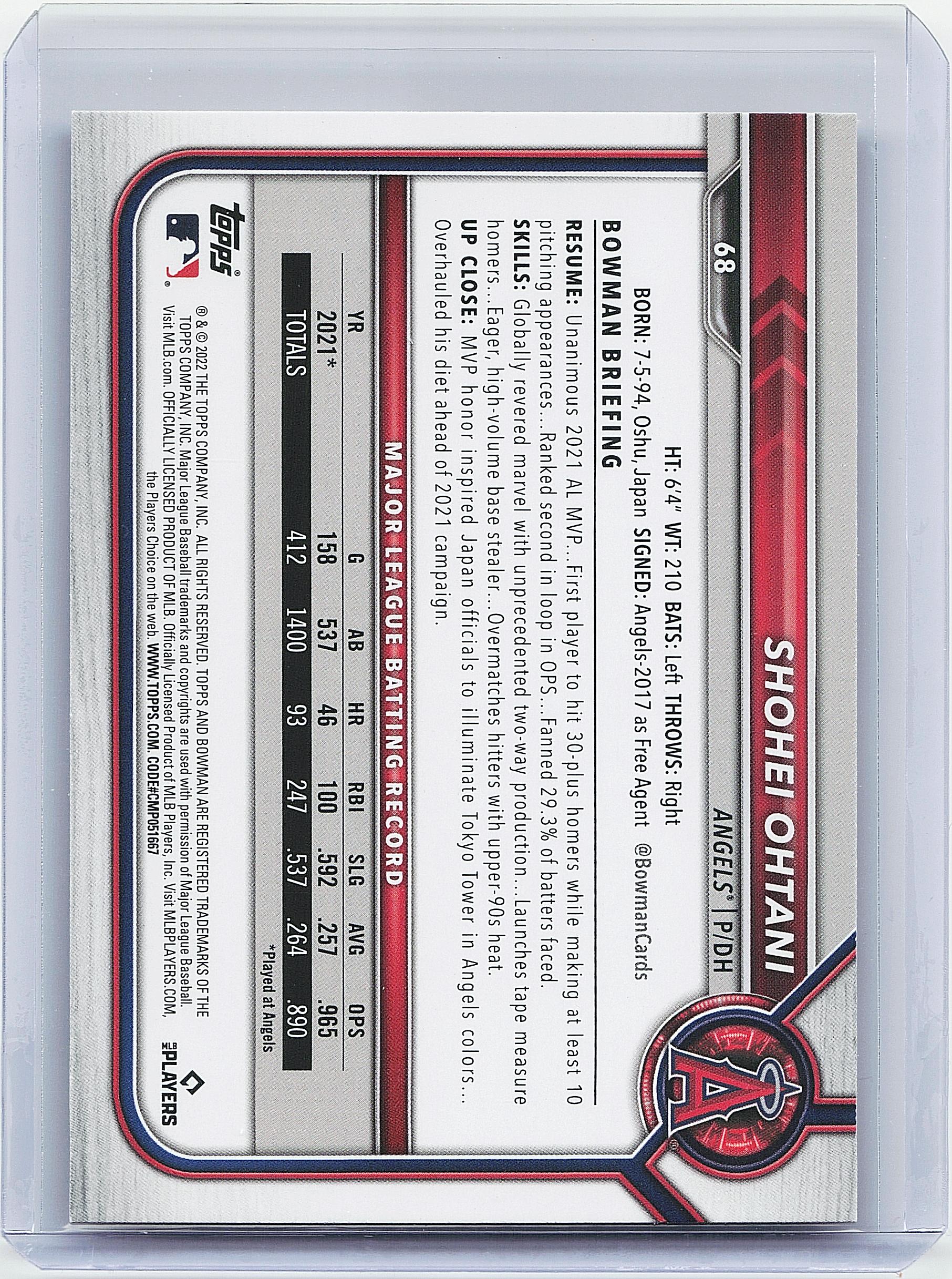 2022 Bowman #68 Shohei Ohtani