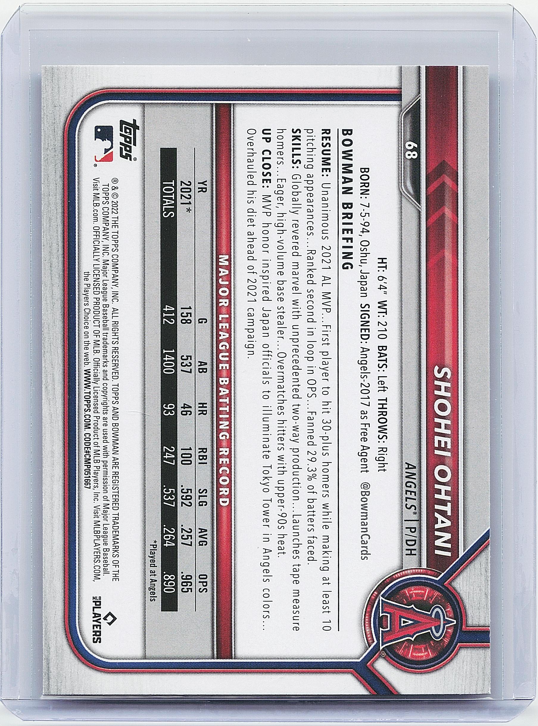2022 Bowman #68 Shohei Ohtani