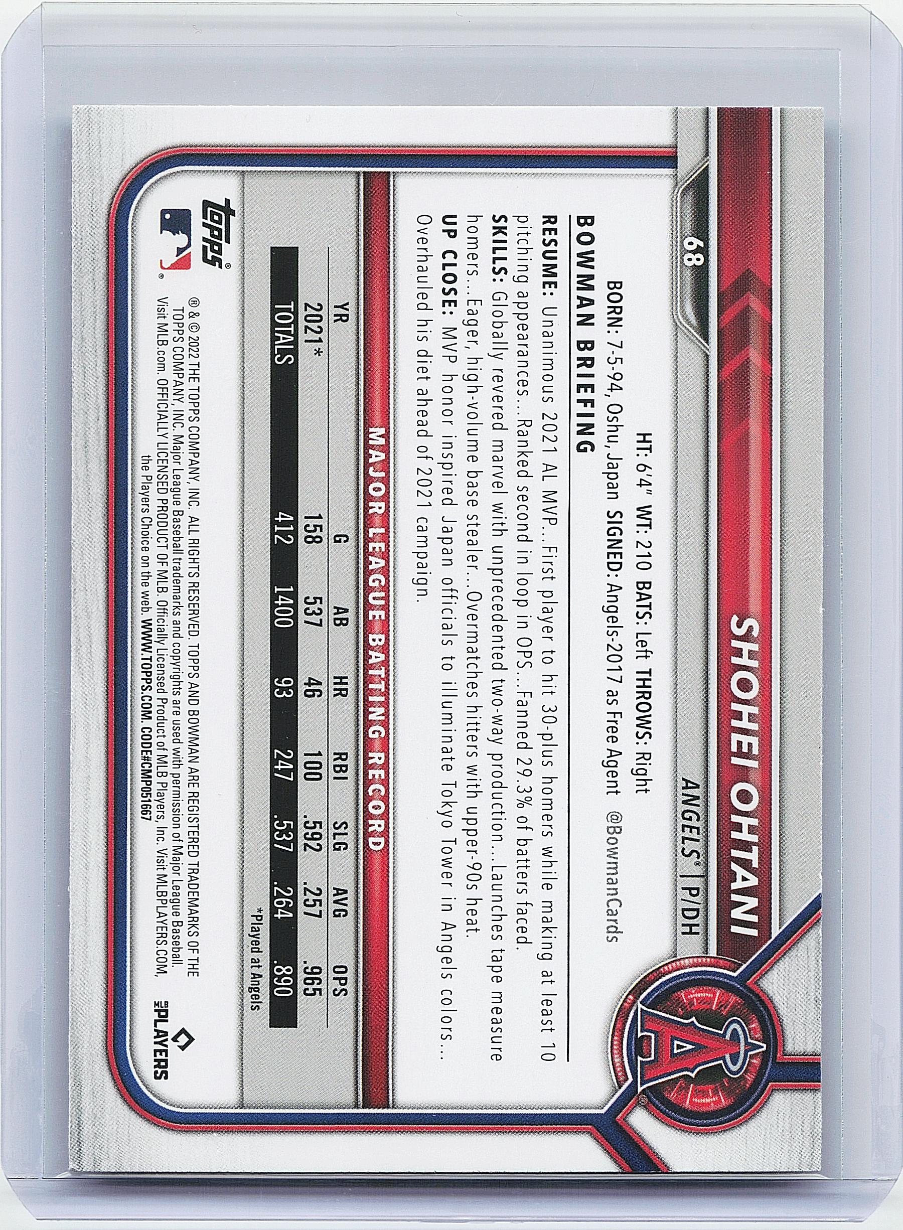 2022 Bowman #68 Shohei Ohtani