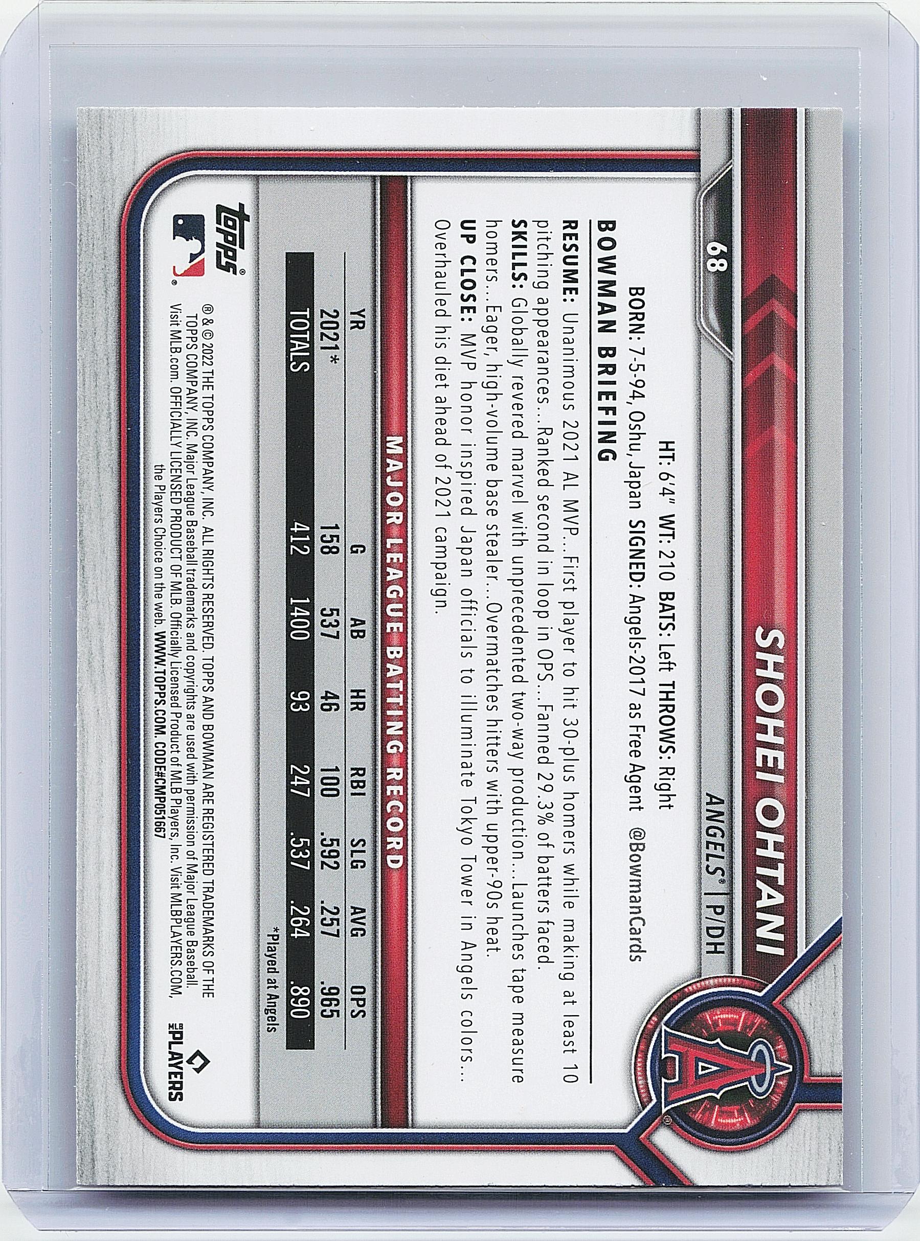 2022 Bowman #68 Shohei Ohtani