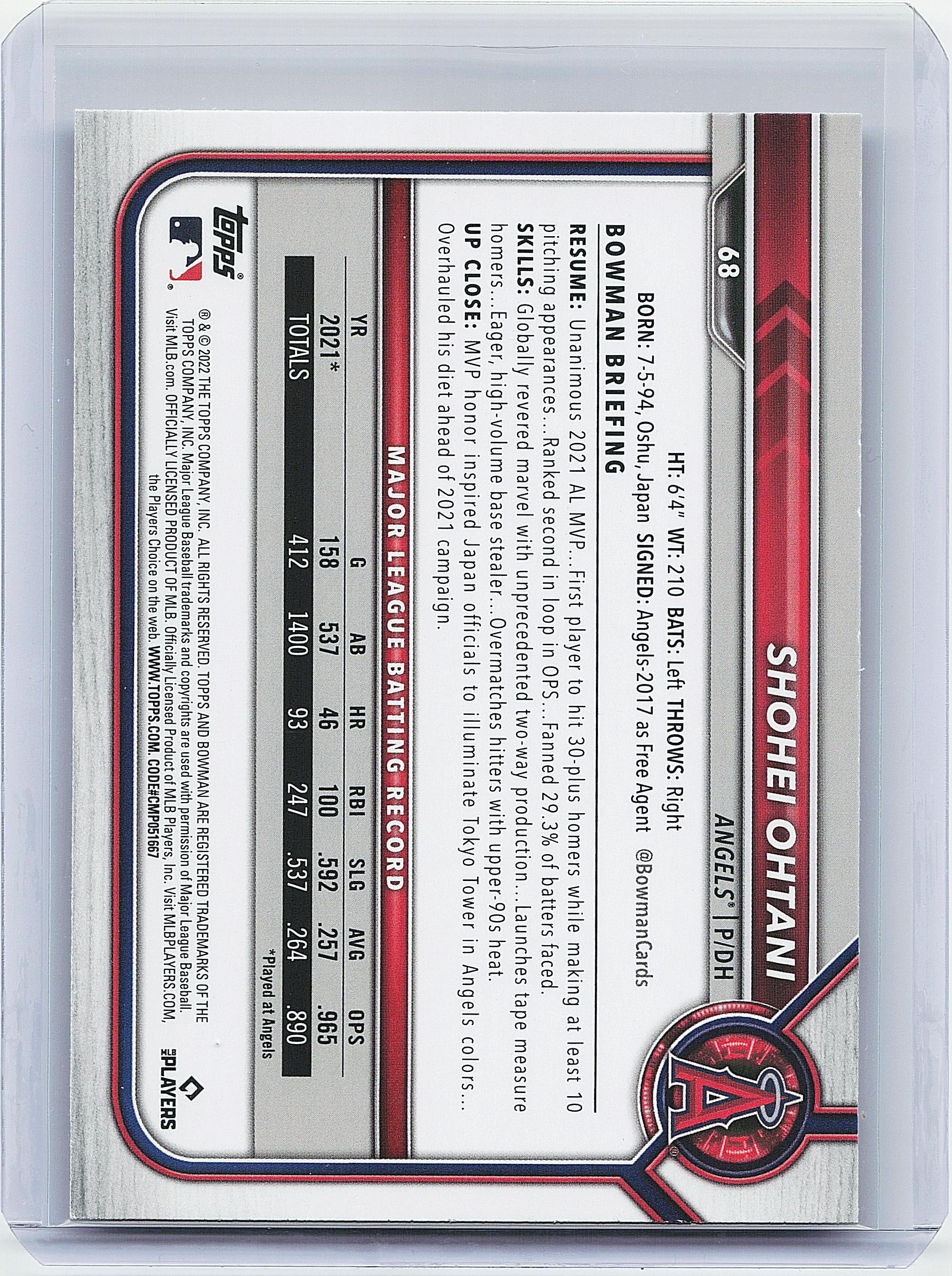 2022 Bowman #68 Shohei Ohtani