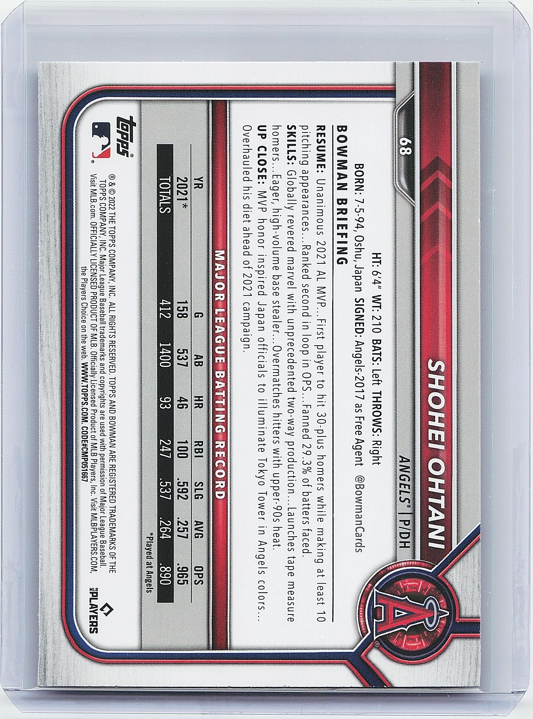 2022 Bowman #68 Shohei Ohtani
