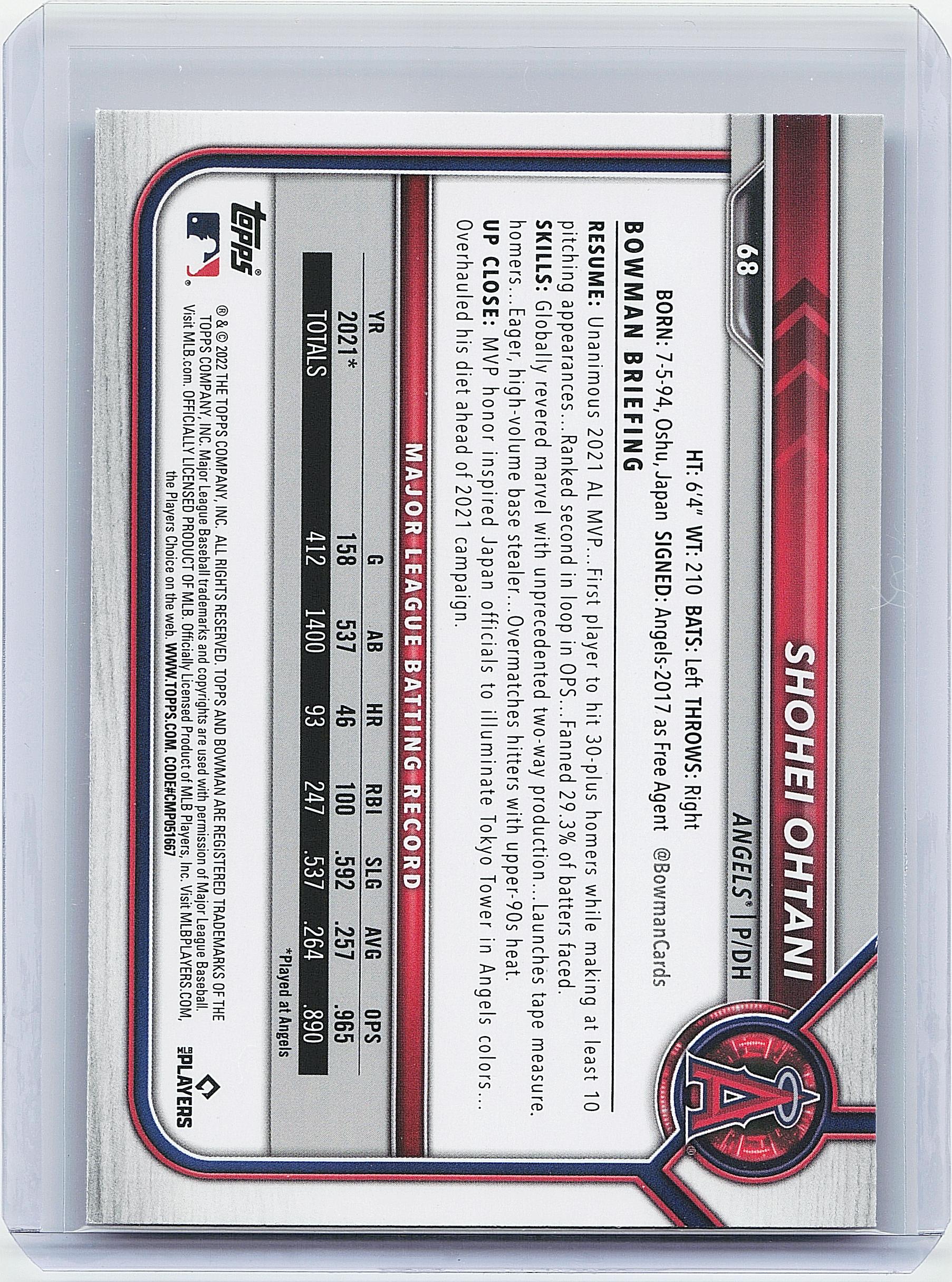 2022 Bowman #68 Shohei Ohtani