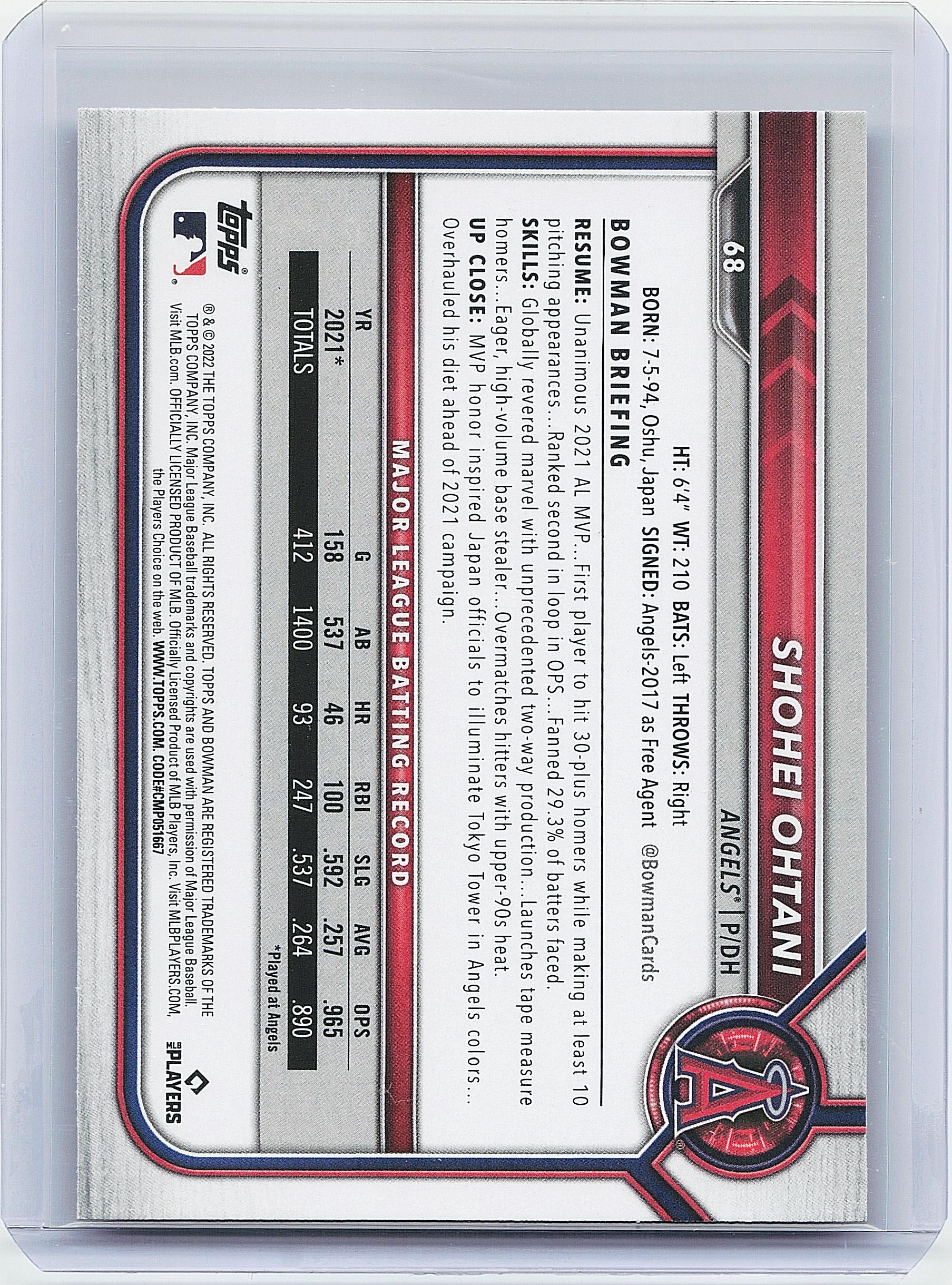 2022 Bowman #68 Shohei Ohtani