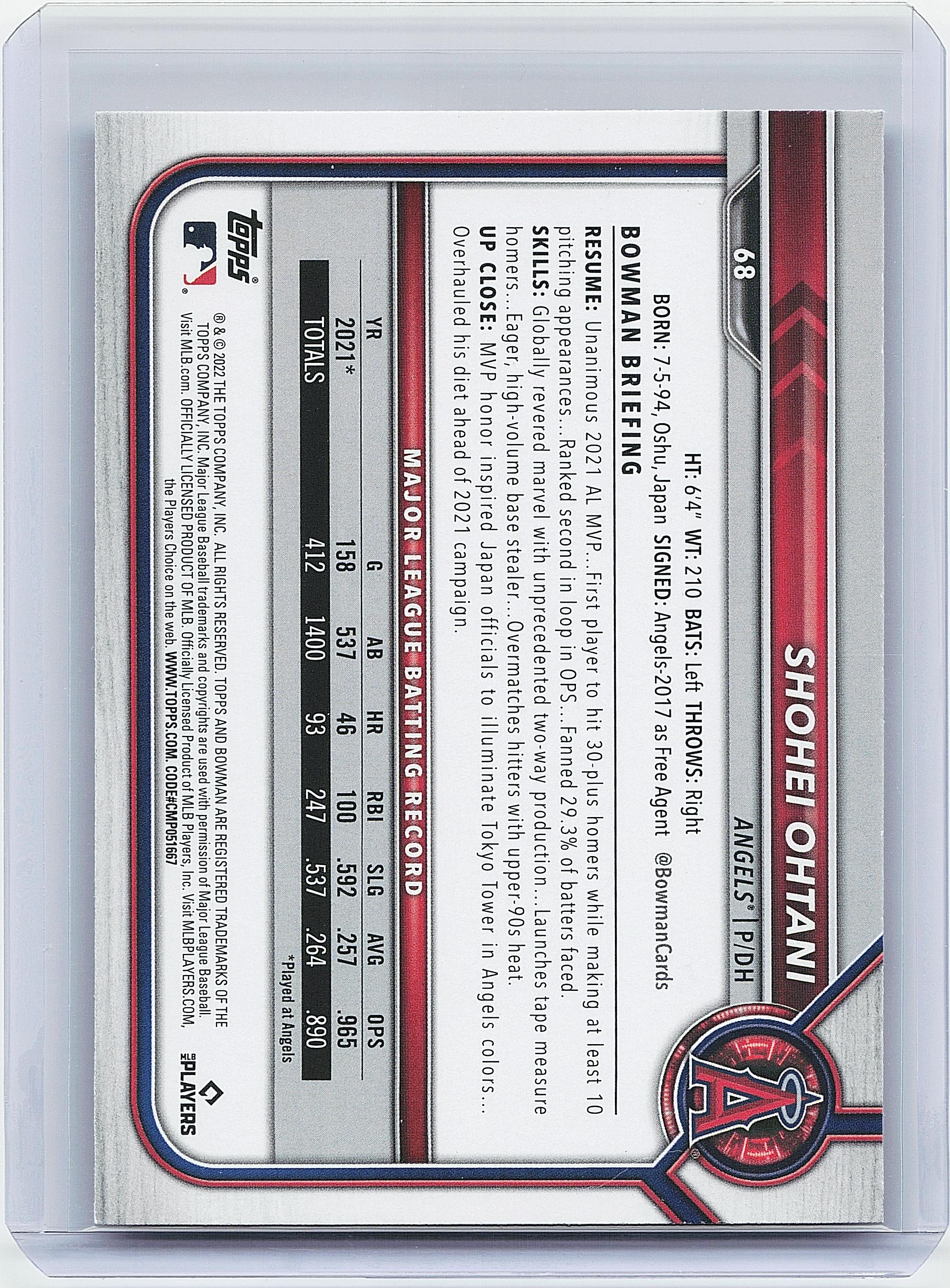 2022 Bowman #68 Shohei Ohtani