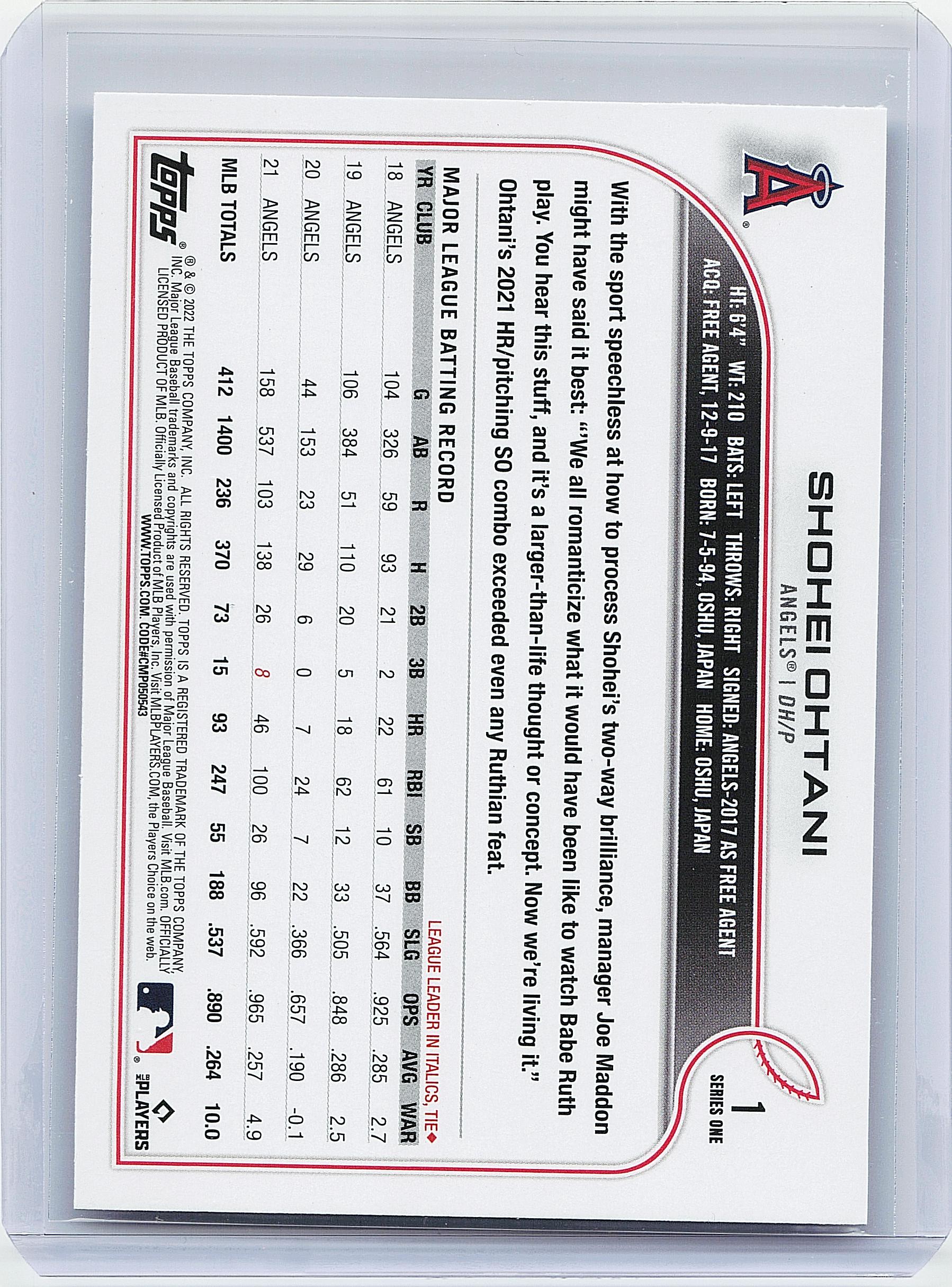 2022 Topps #1 Shohei Ohtani