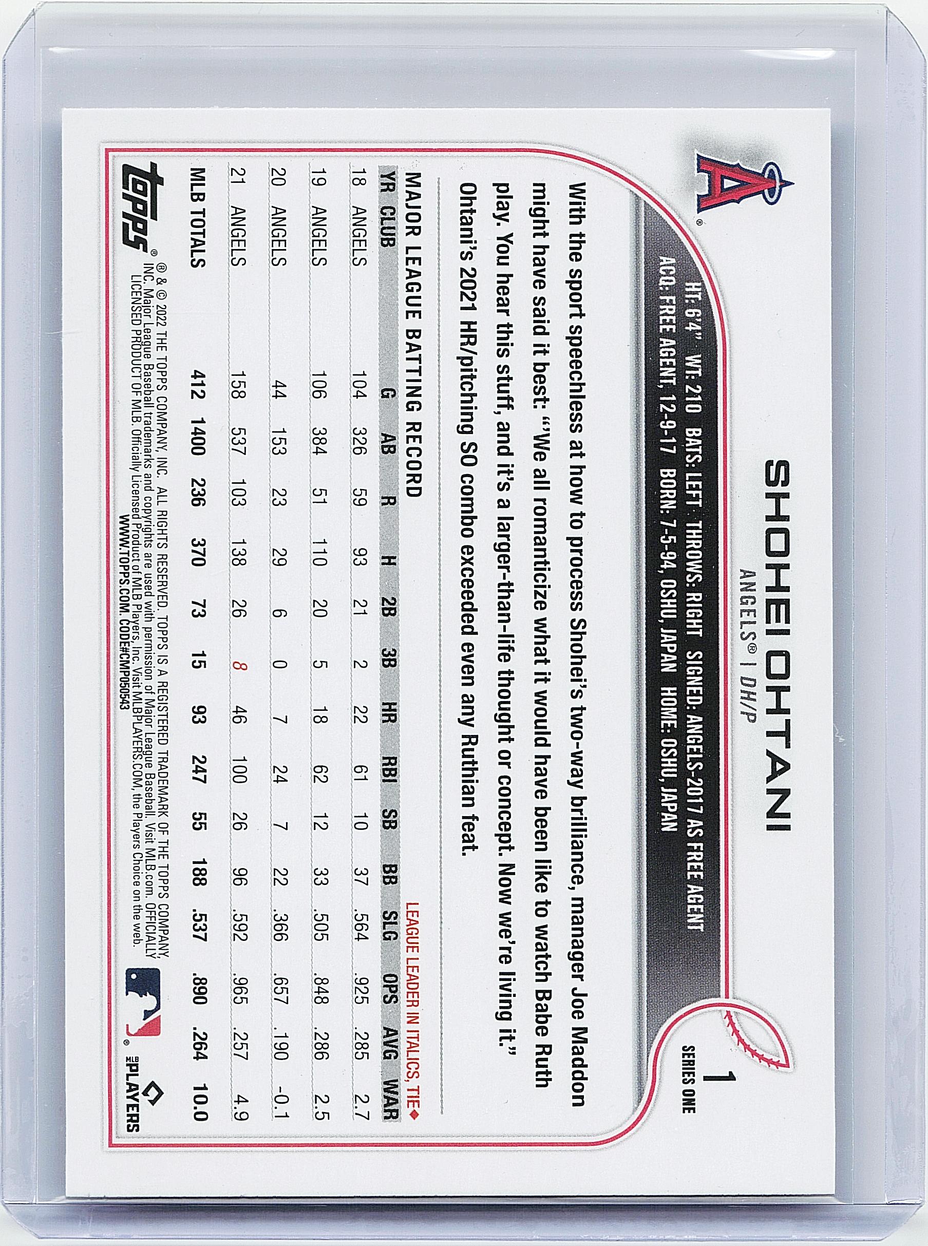 2022 Topps #1 Shohei Ohtani